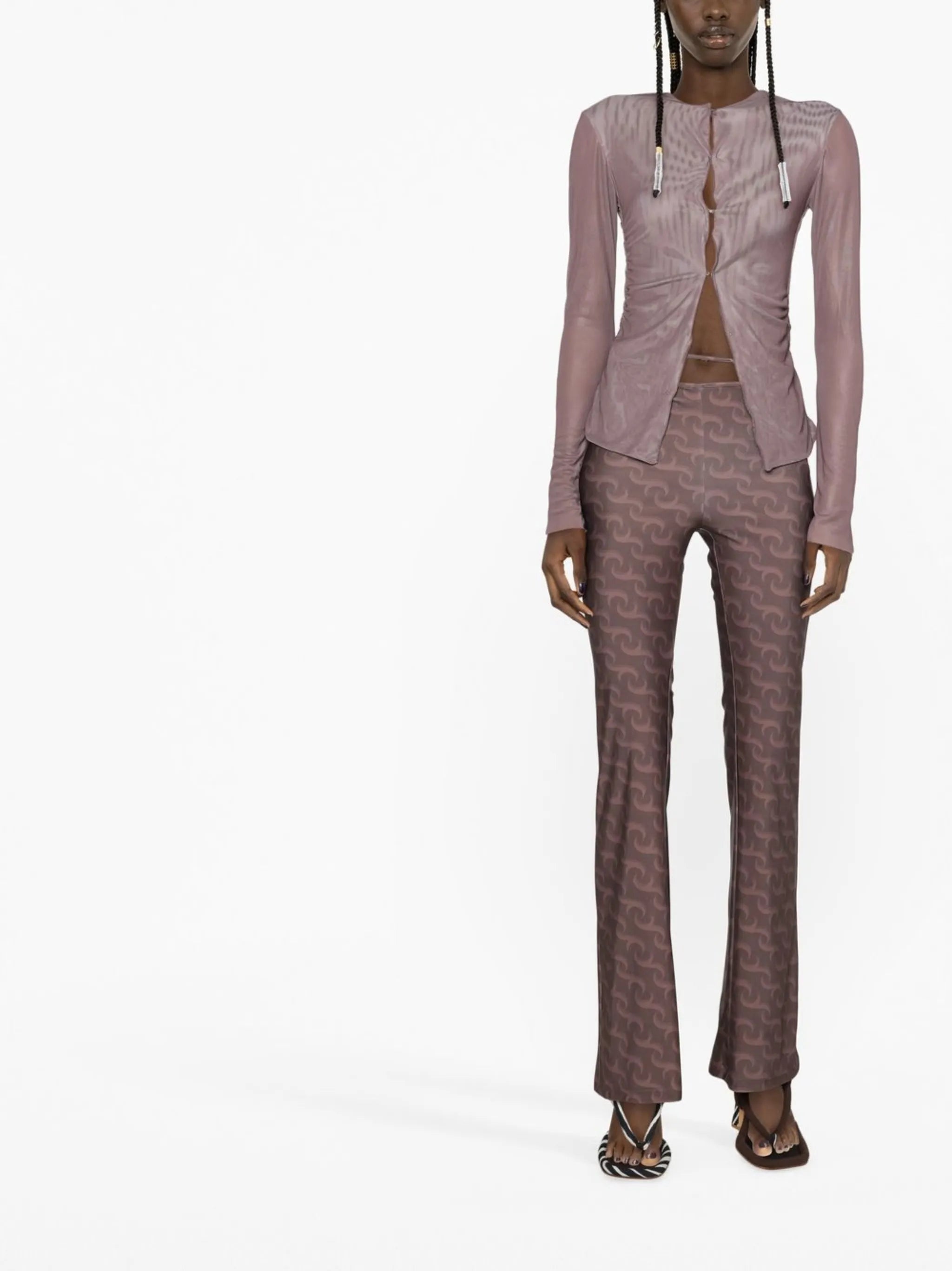 graphic-print cut-out trousers