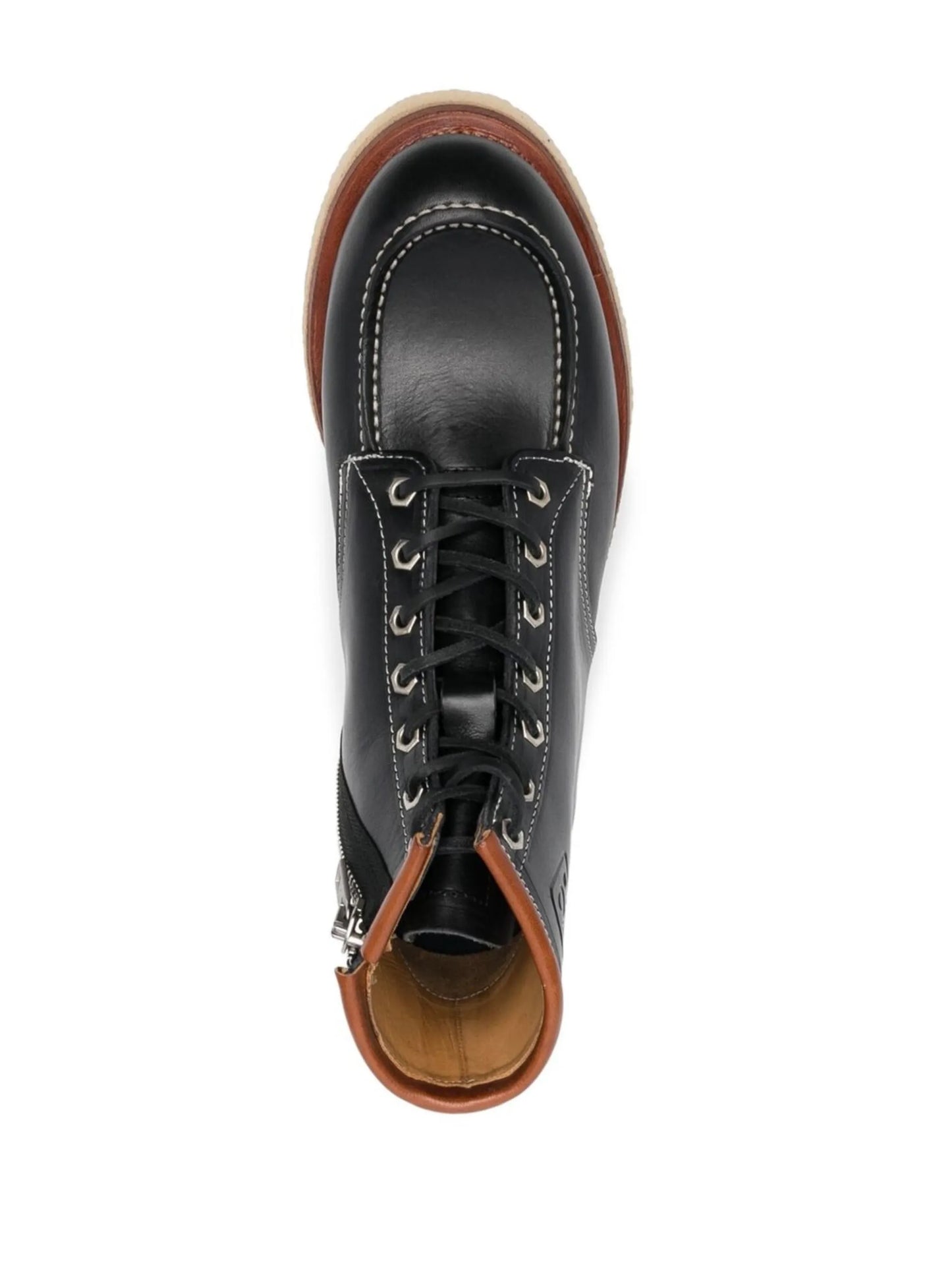 polished leather lace-up boots