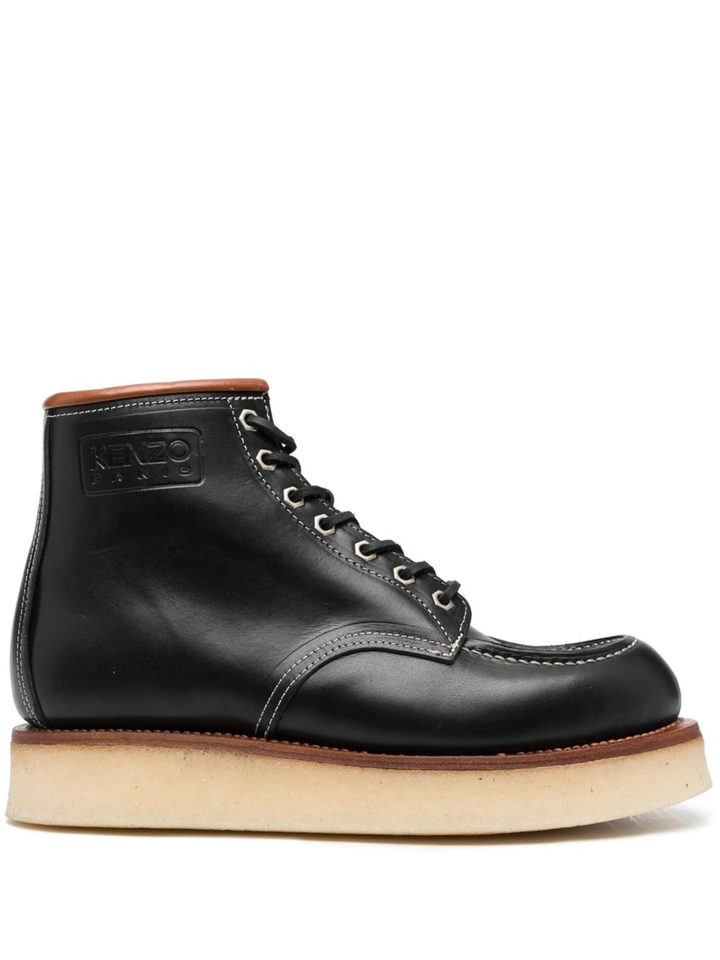 polished leather lace-up boots
