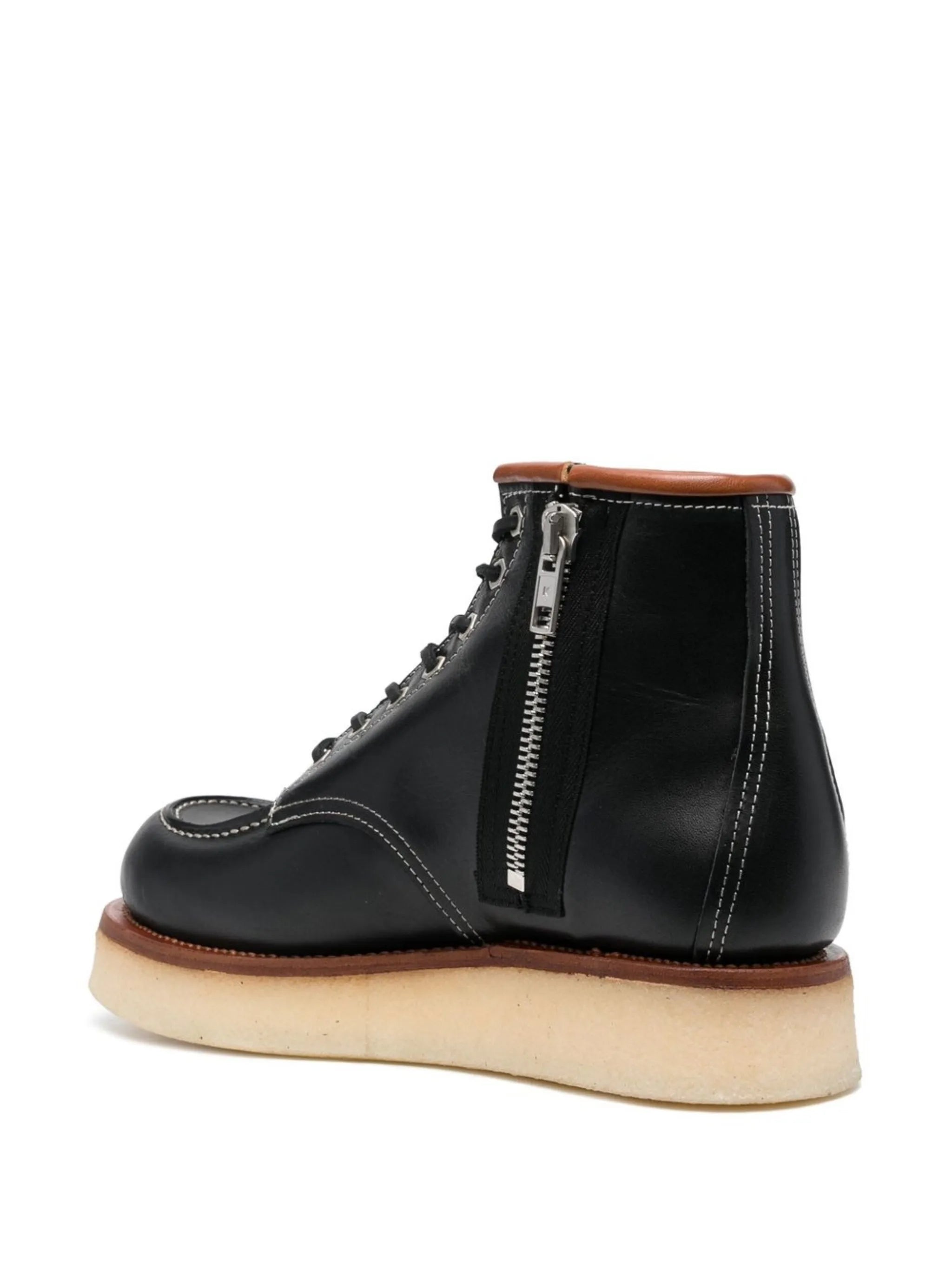 polished leather lace-up boots