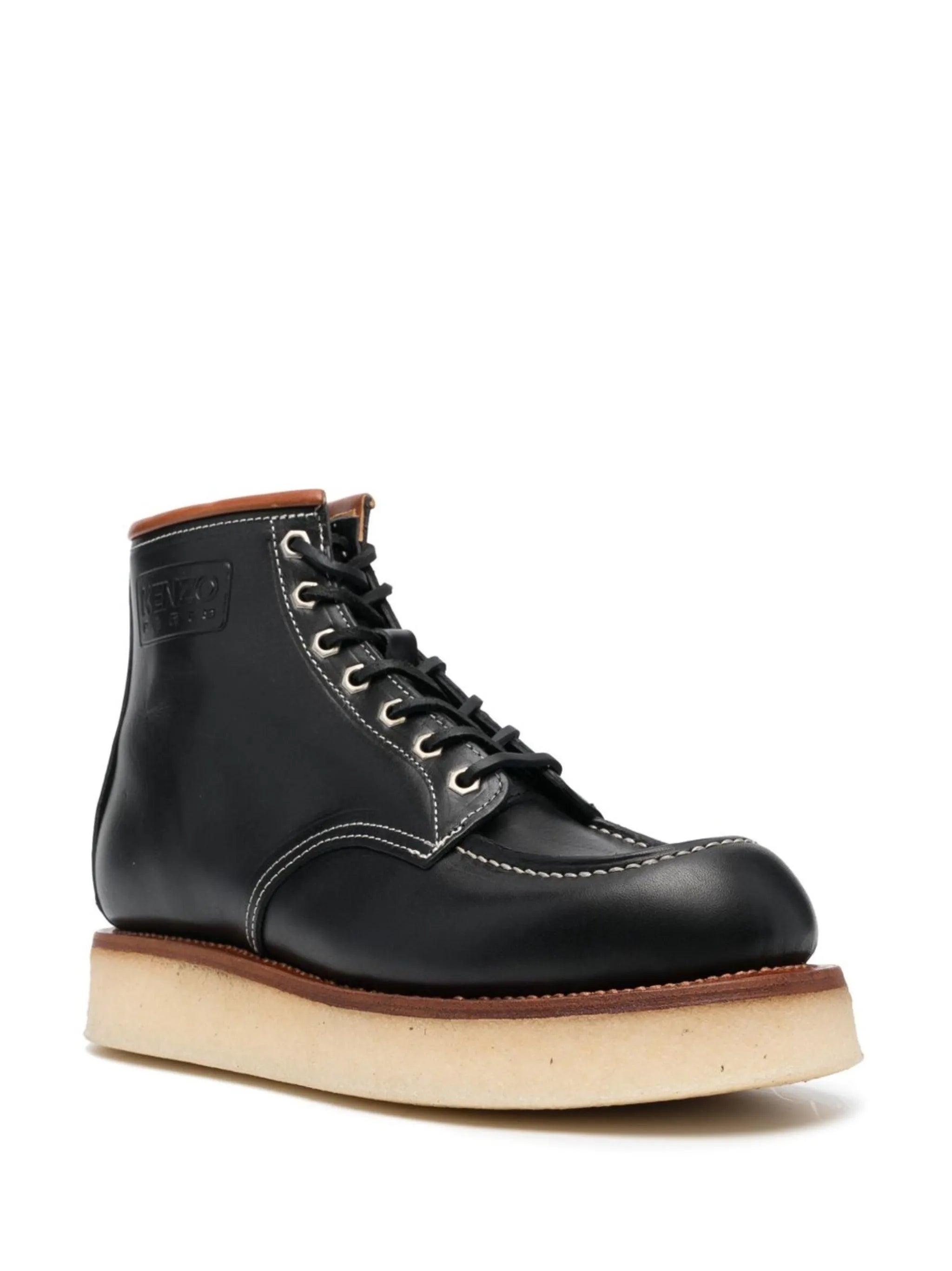 polished leather lace-up boots