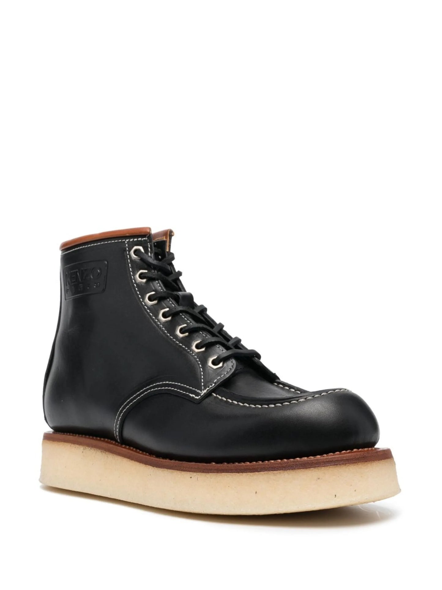 polished leather lace-up boots