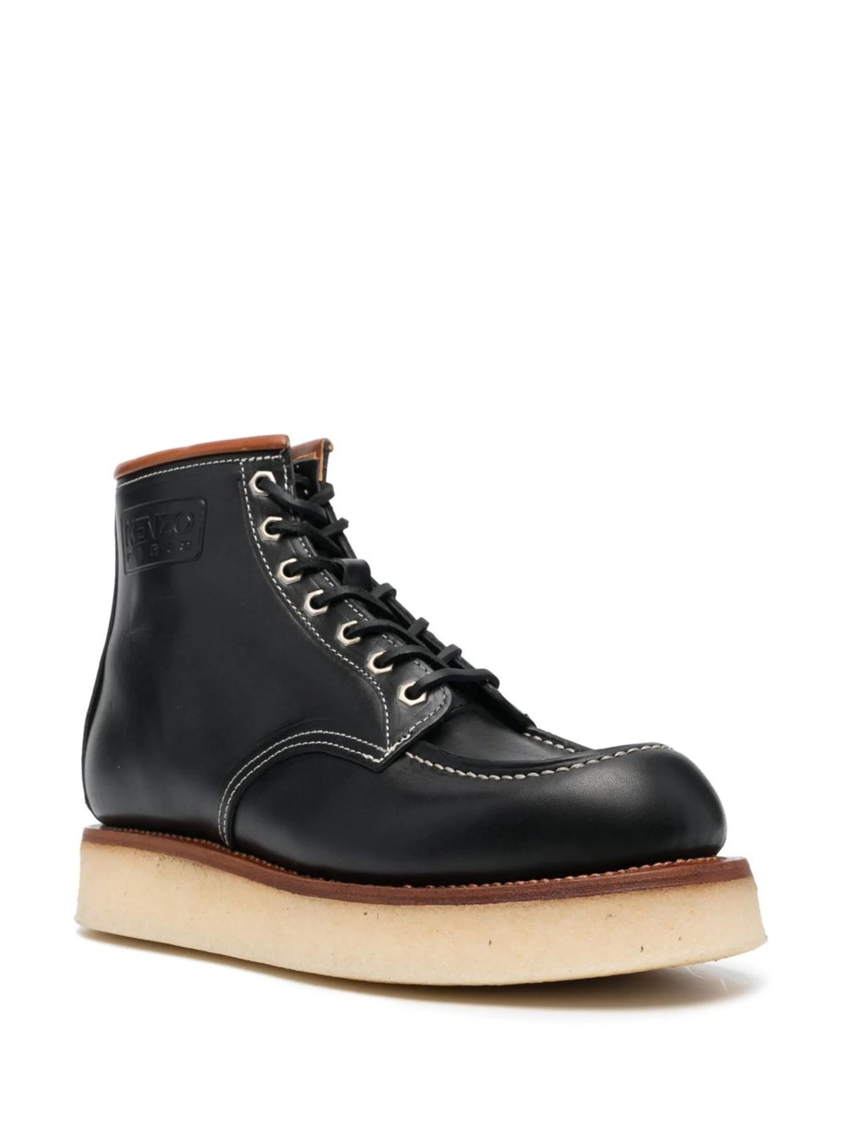 polished leather lace-up boots