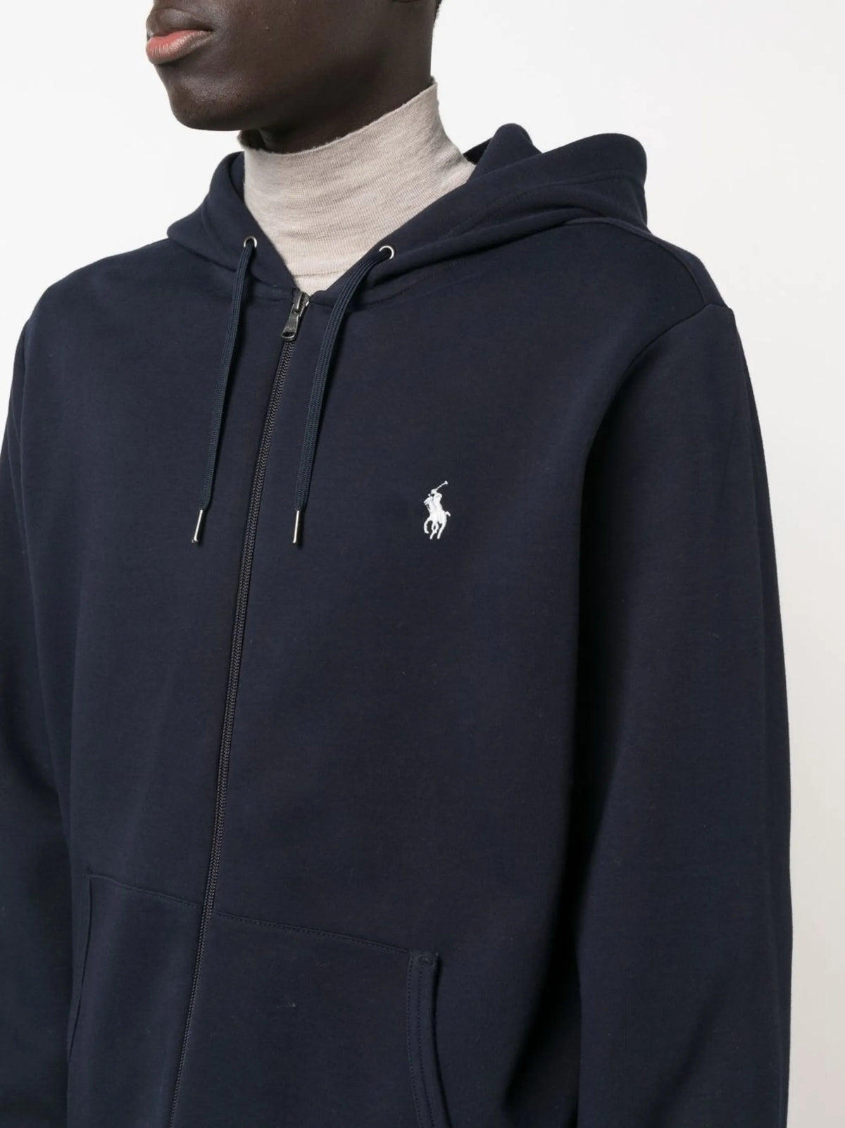 logo-embroidered zip-up hoodie