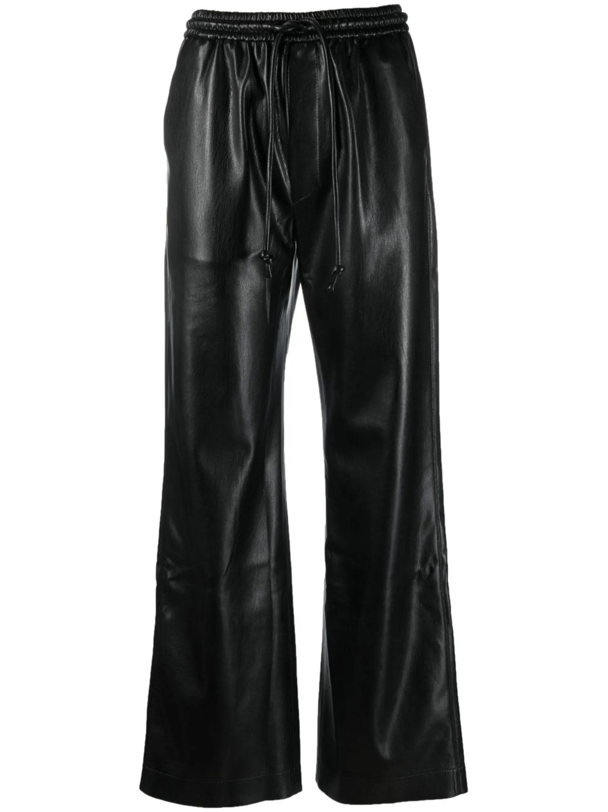 faux-leather high-waist trousers