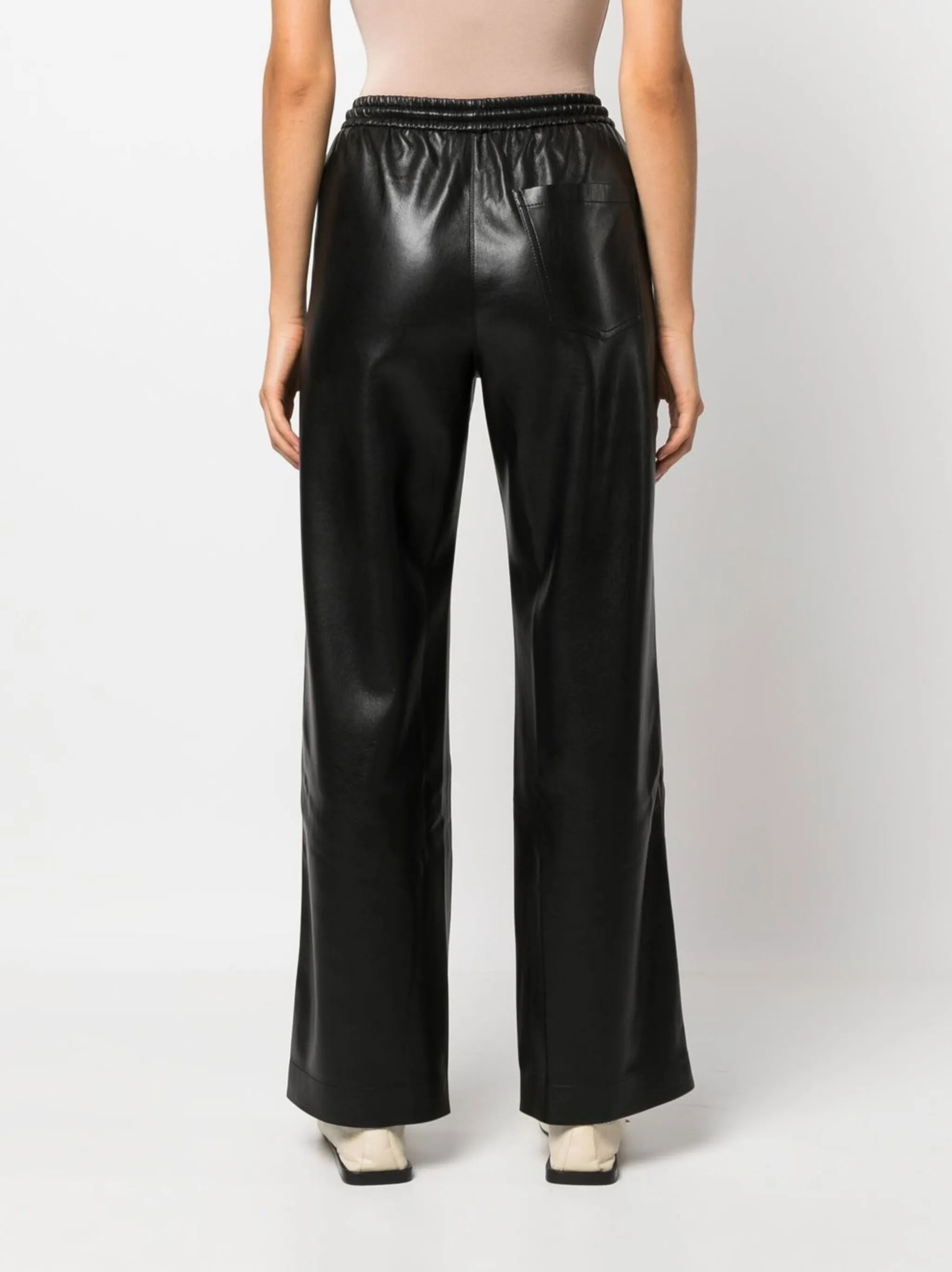faux-leather high-waist trousers