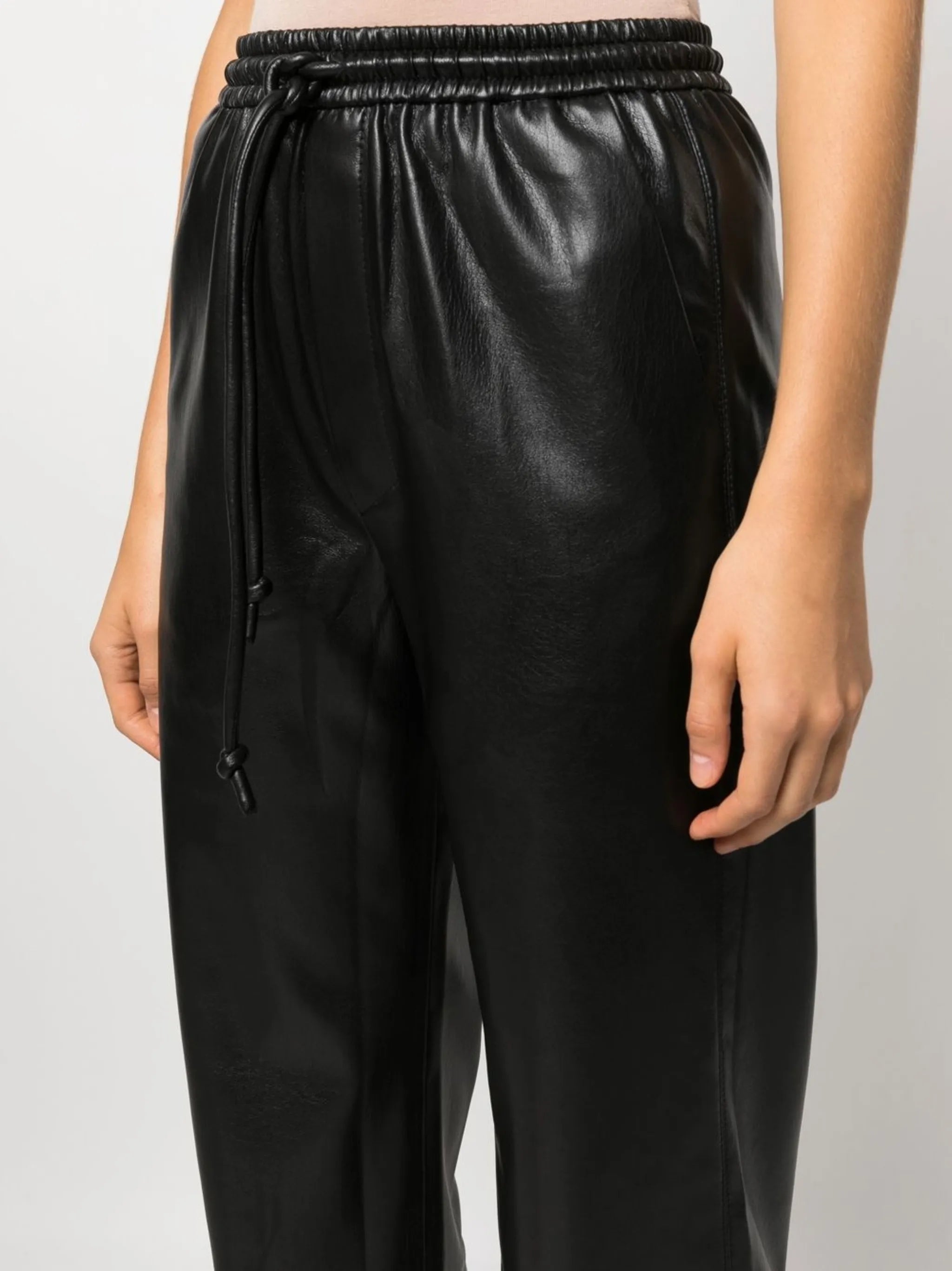 faux-leather high-waist trousers