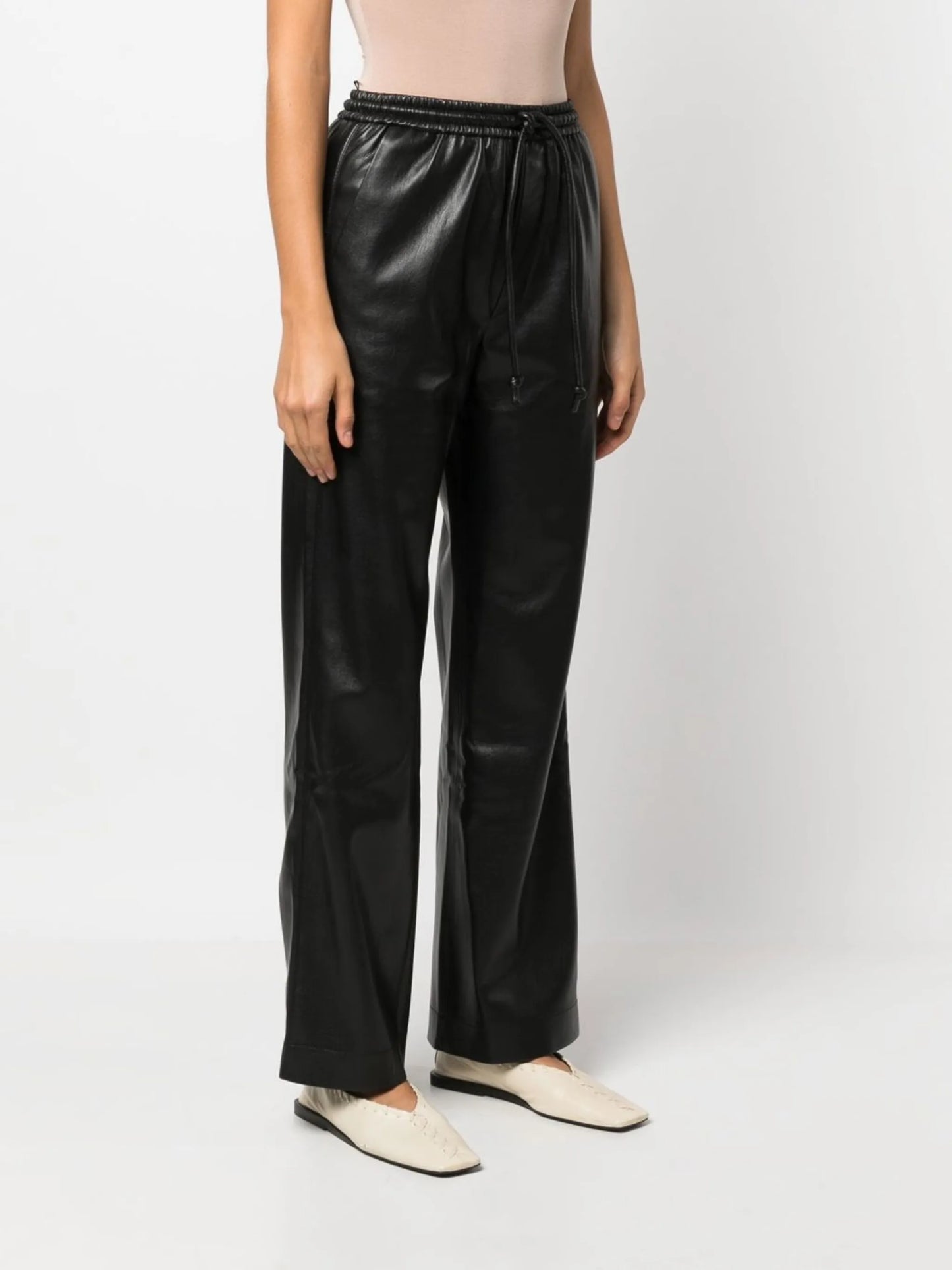 faux-leather high-waist trousers