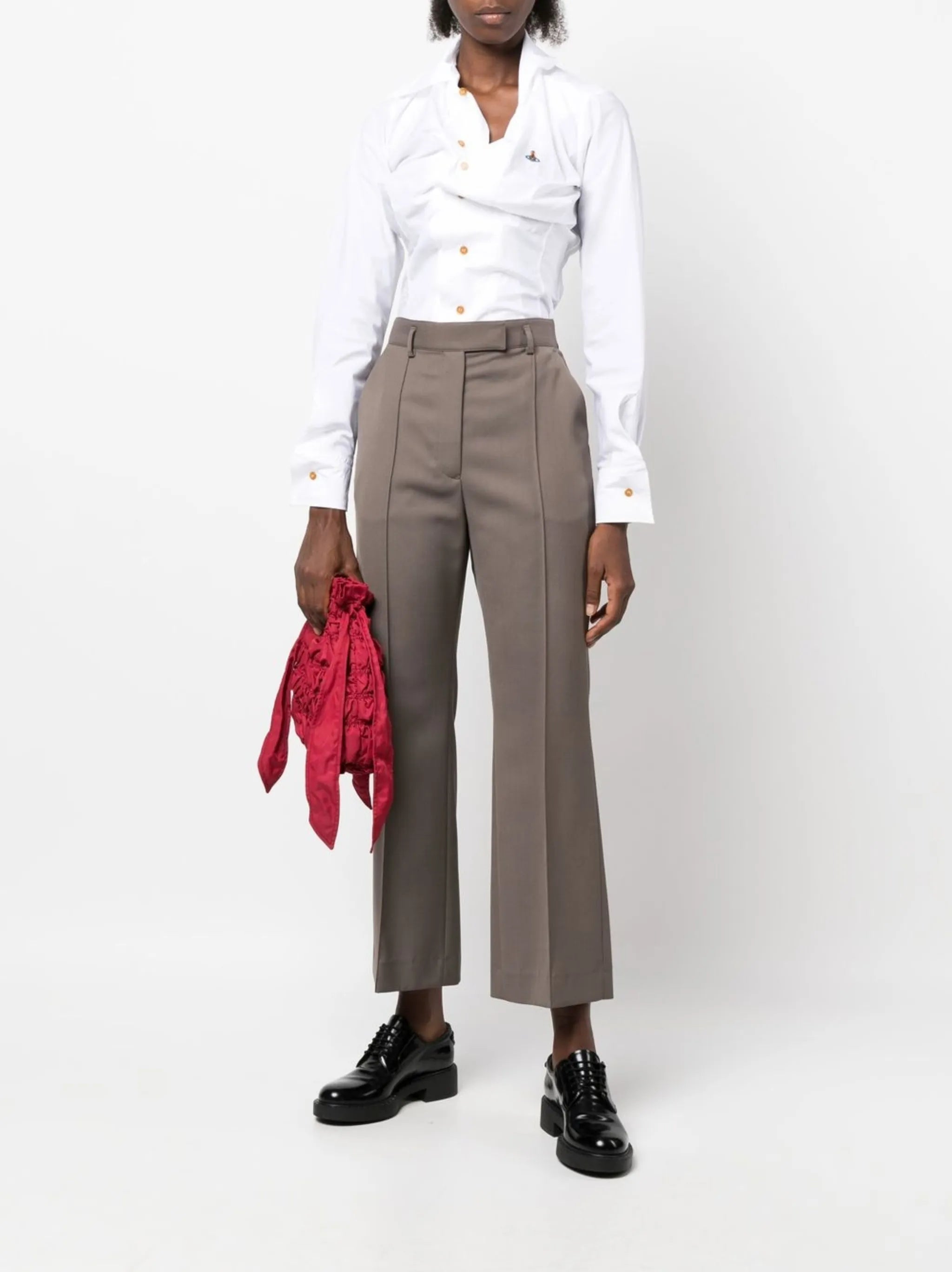draped Orb-embroidered shirt