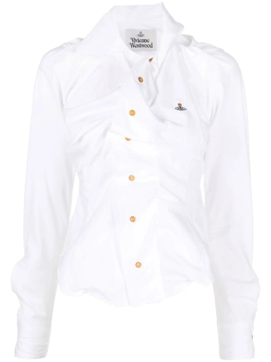draped Orb-embroidered shirt