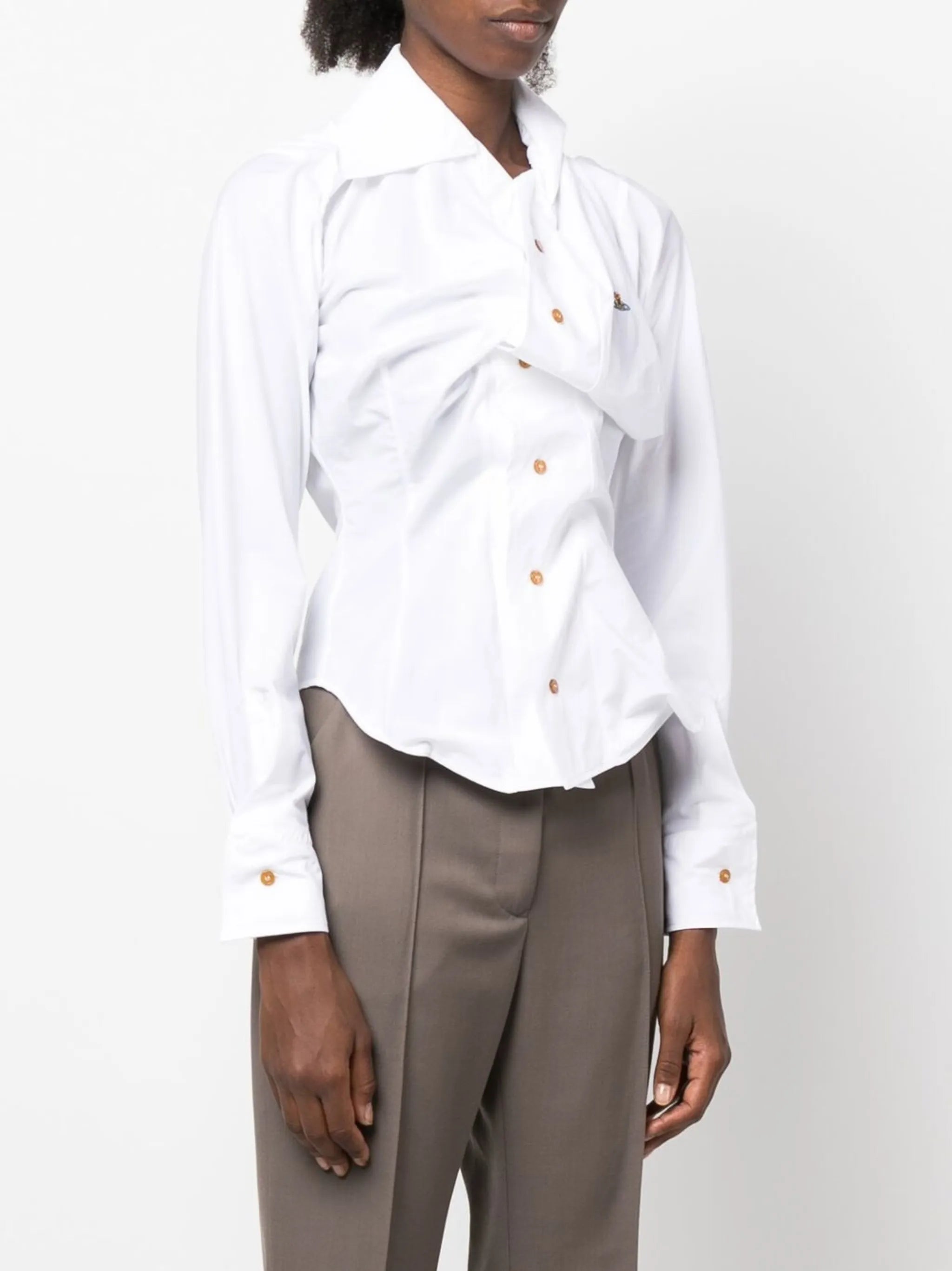 draped Orb-embroidered shirt
