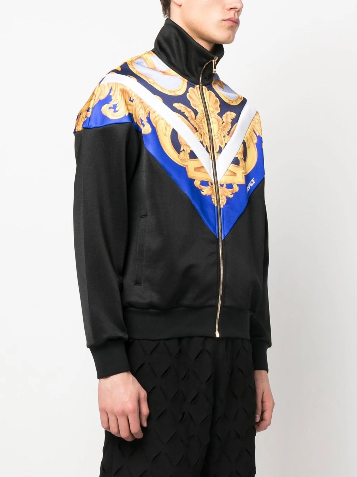 Barocco-print zipped sweatshirt