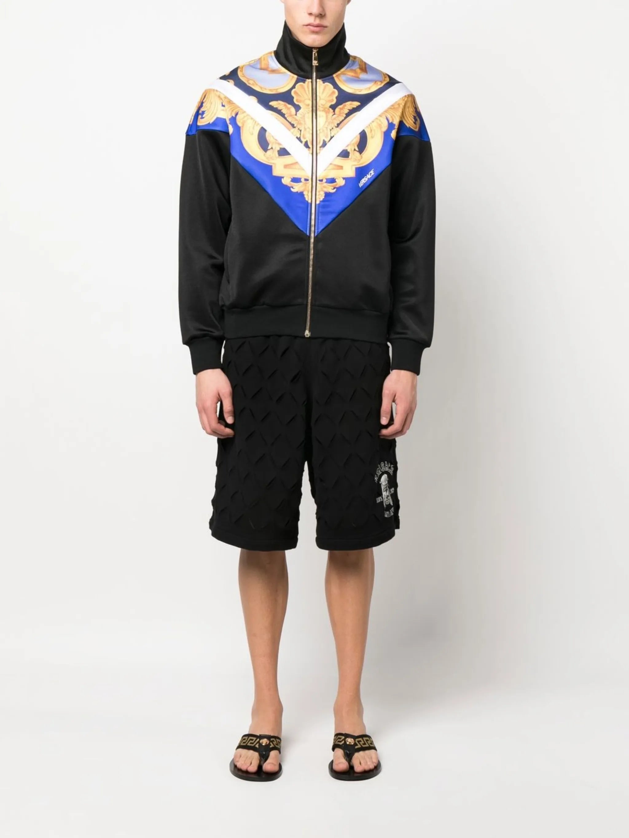 Barocco-print zipped sweatshirt