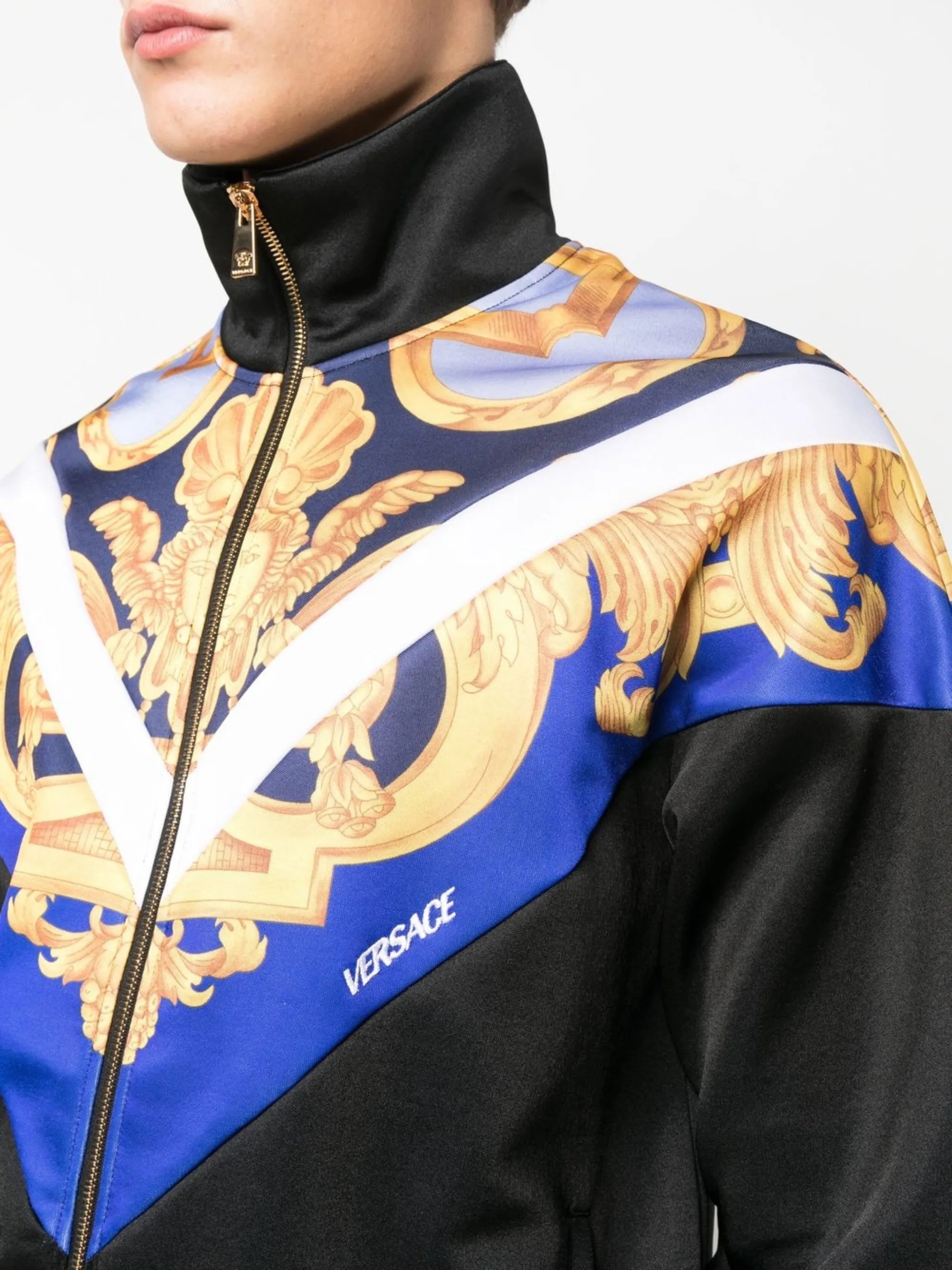 Barocco-print zipped sweatshirt