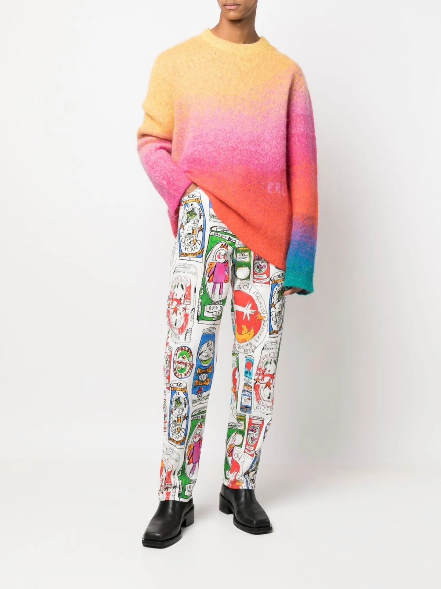 cartoon-print trousers