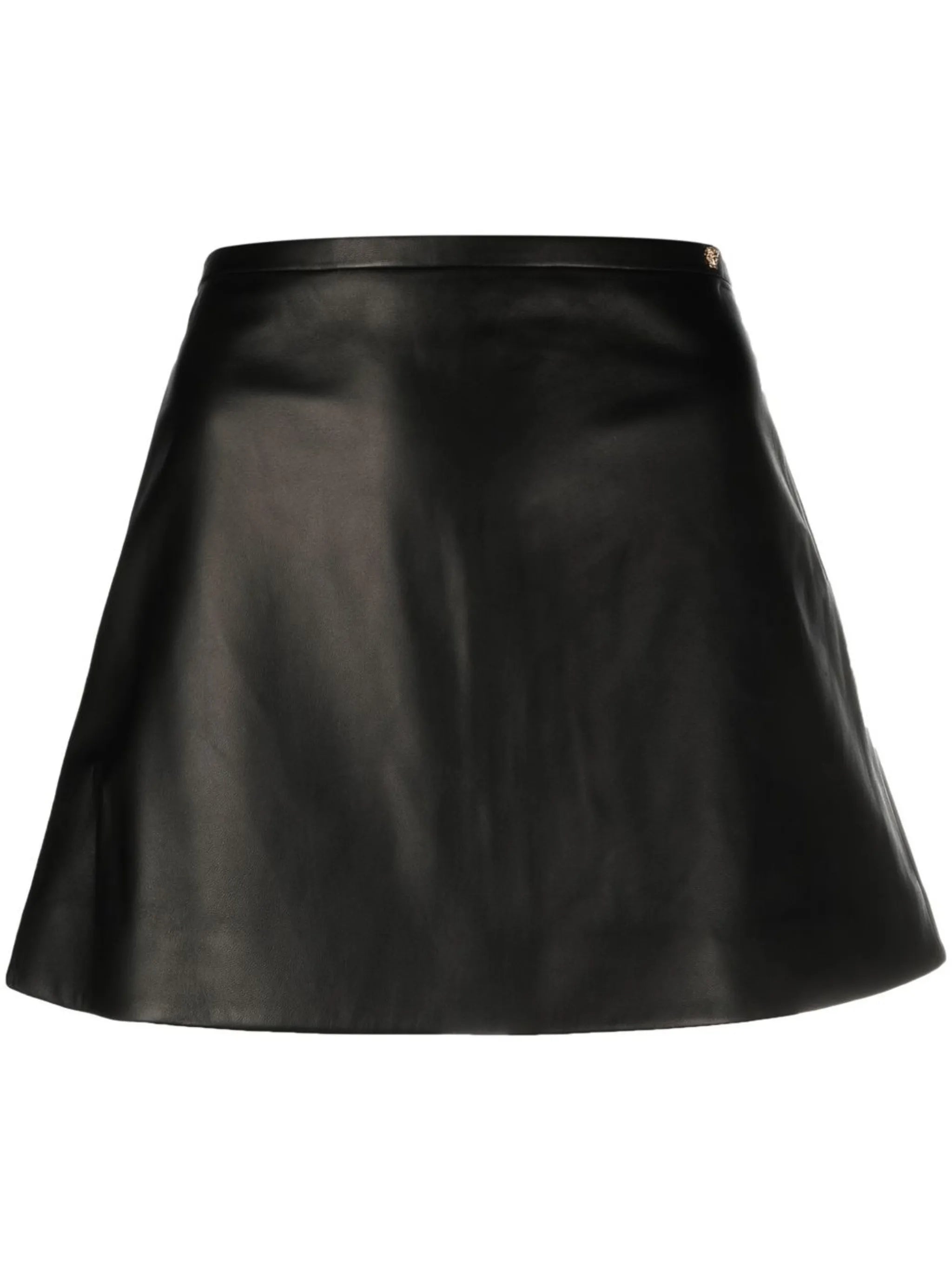 zip-up leather miniskirt