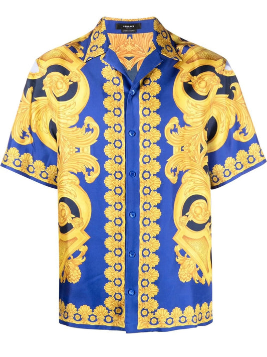 baroque-print silk shirt