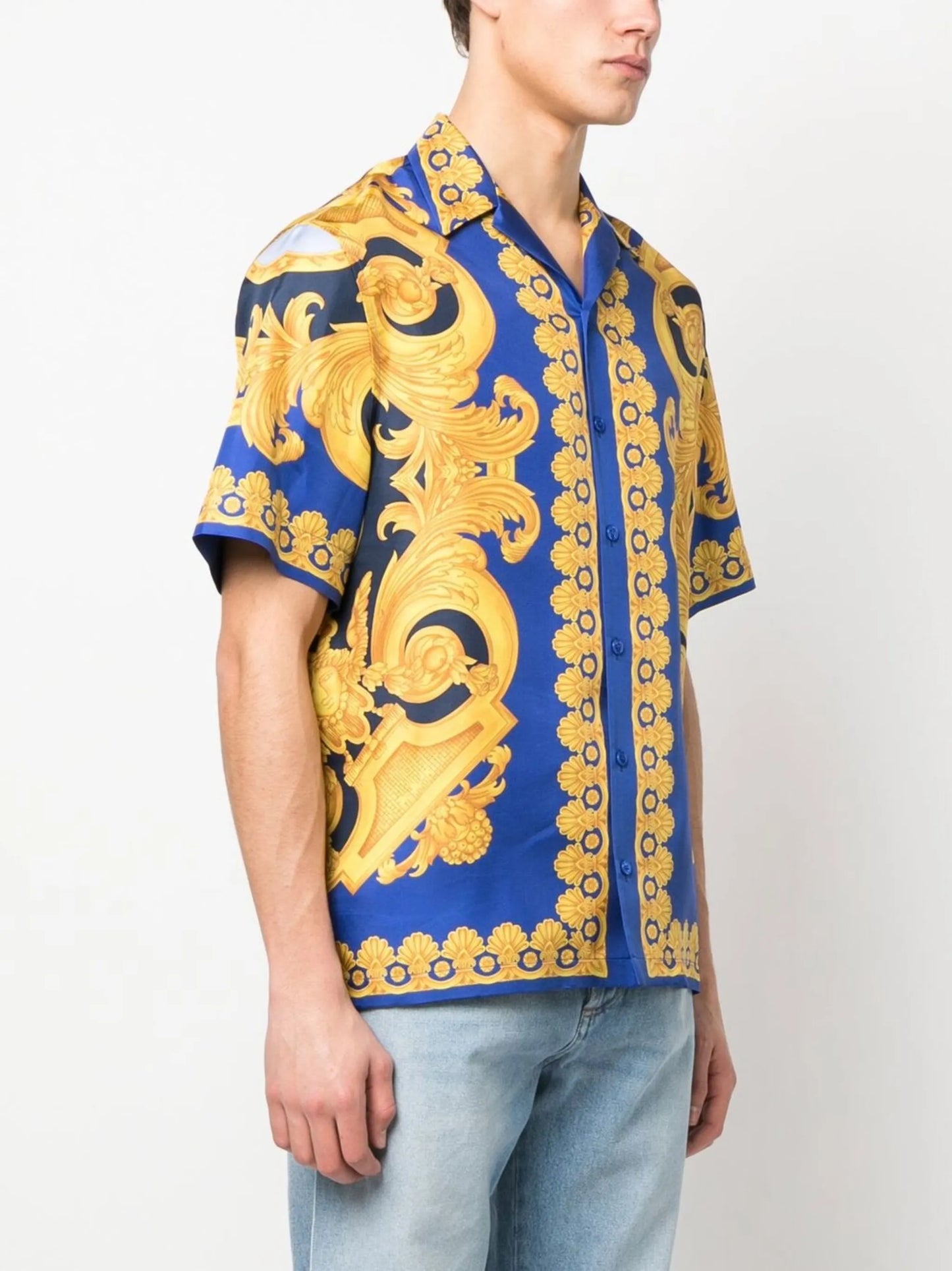 baroque-print silk shirt