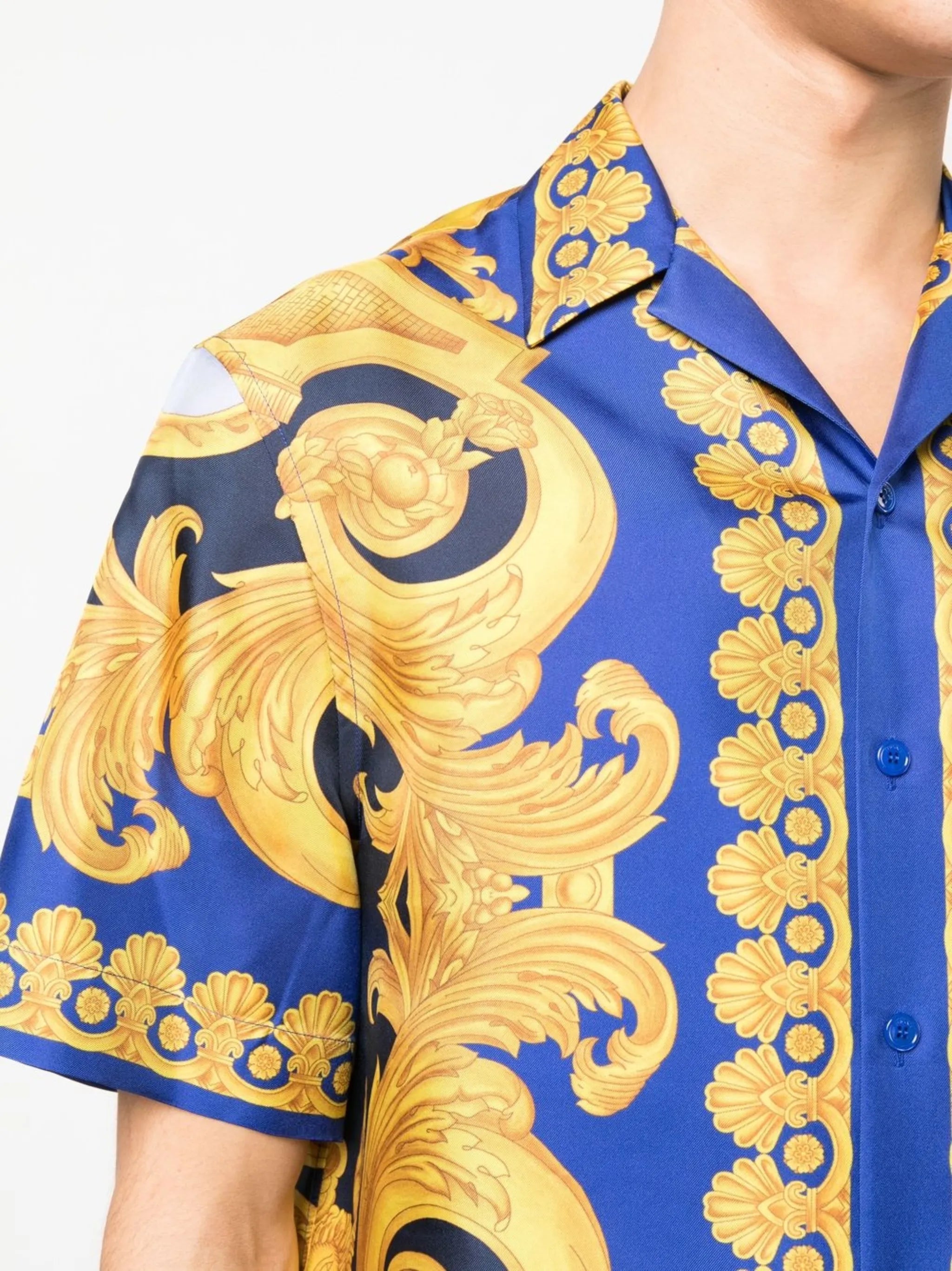 baroque-print silk shirt