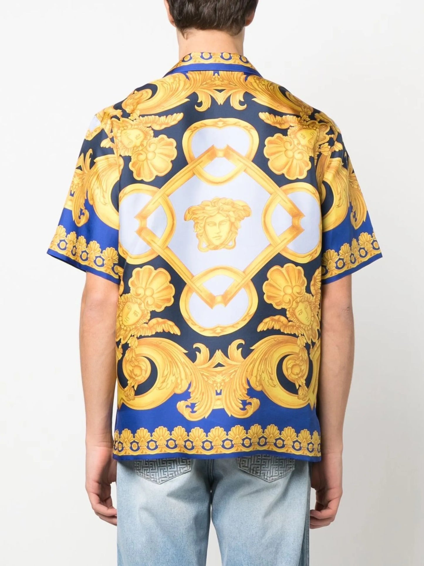 baroque-print silk shirt