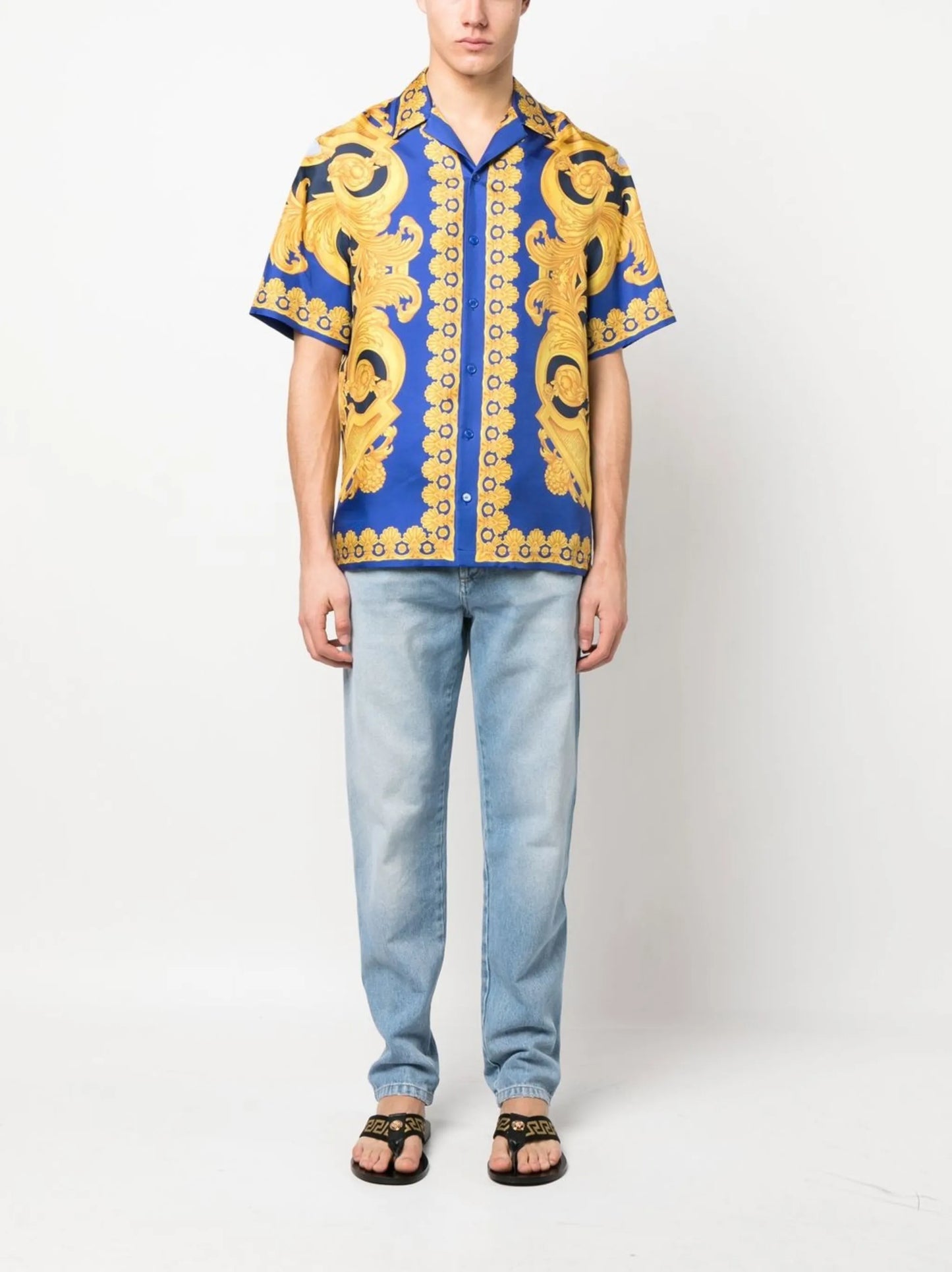 baroque-print silk shirt