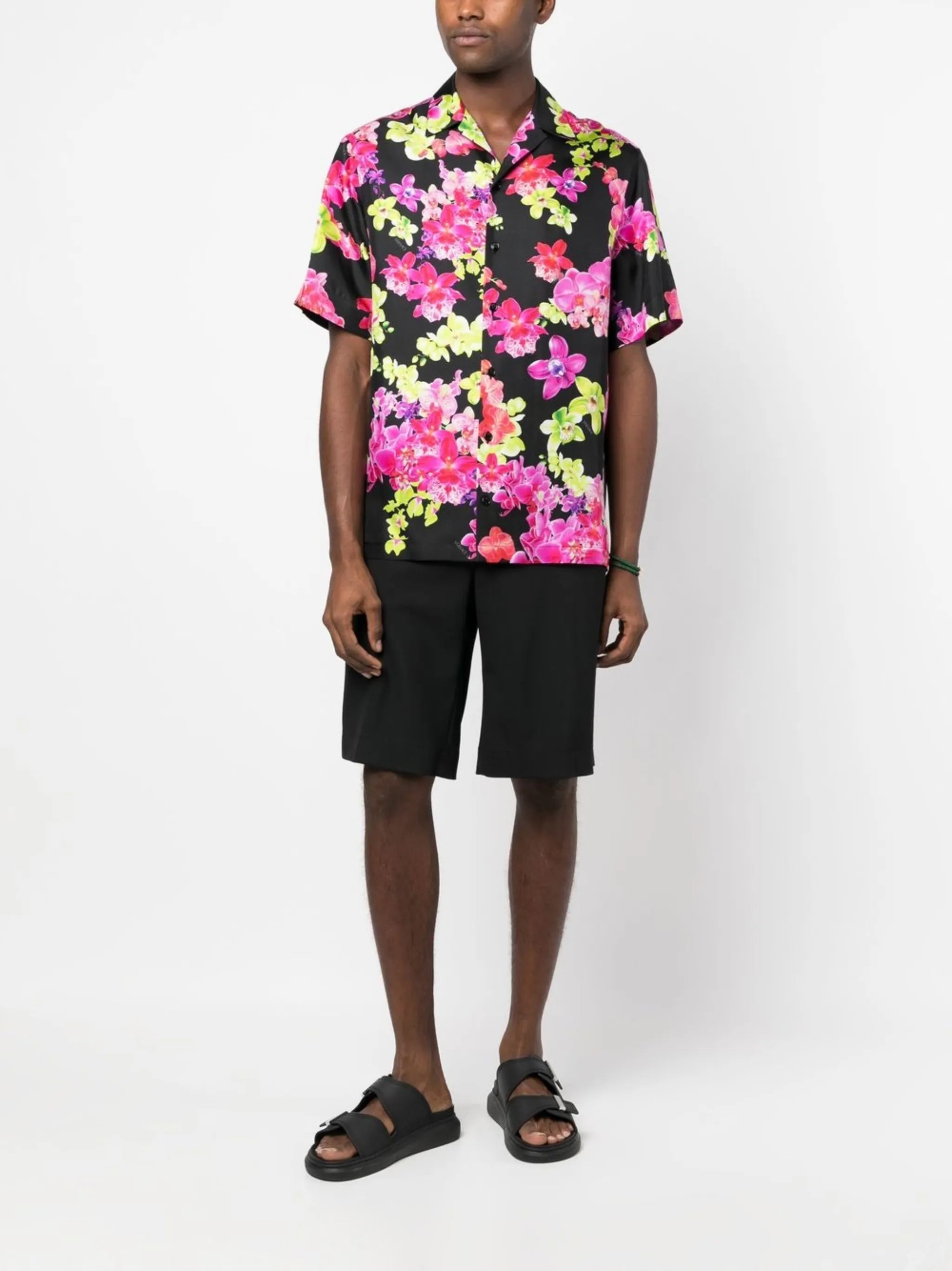 floral-print silk shirt