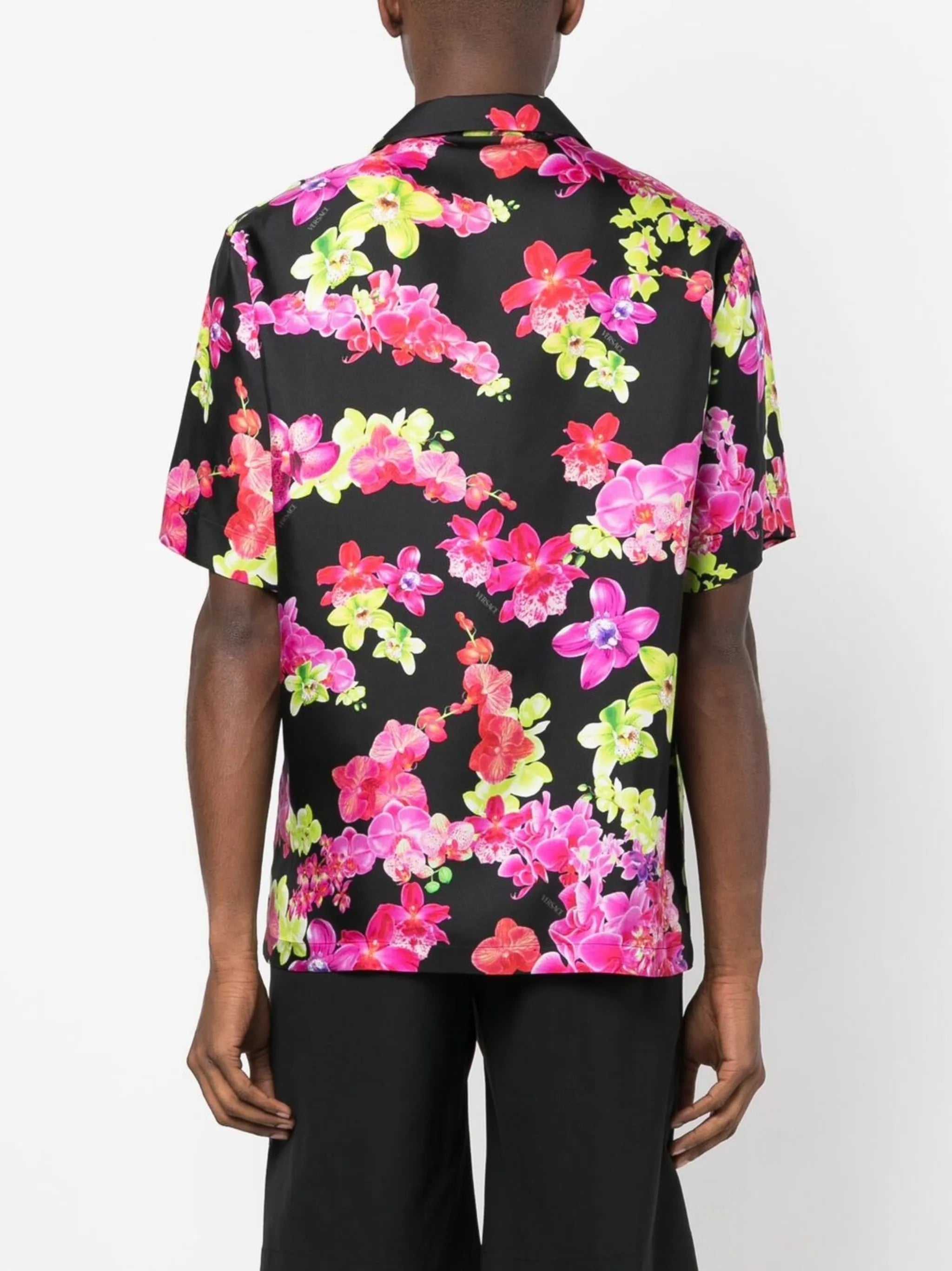 floral-print silk shirt