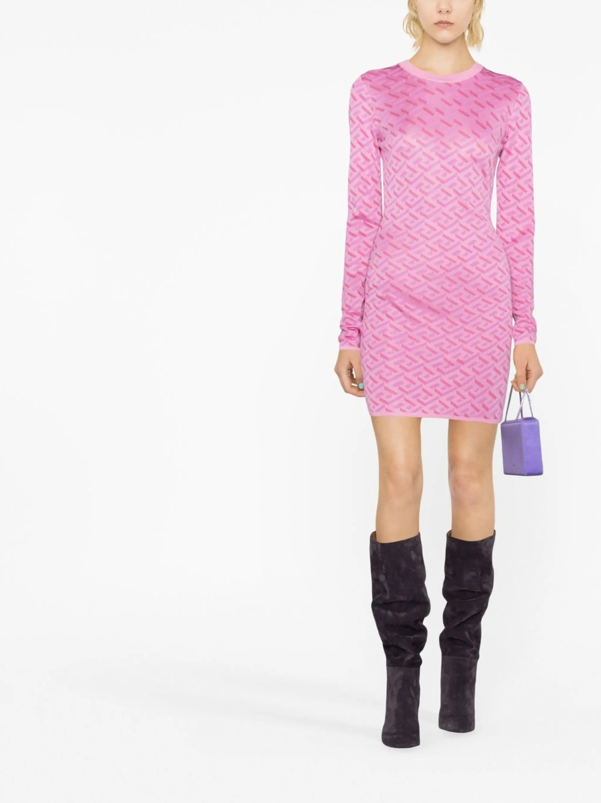 all-over logo-print knit dress