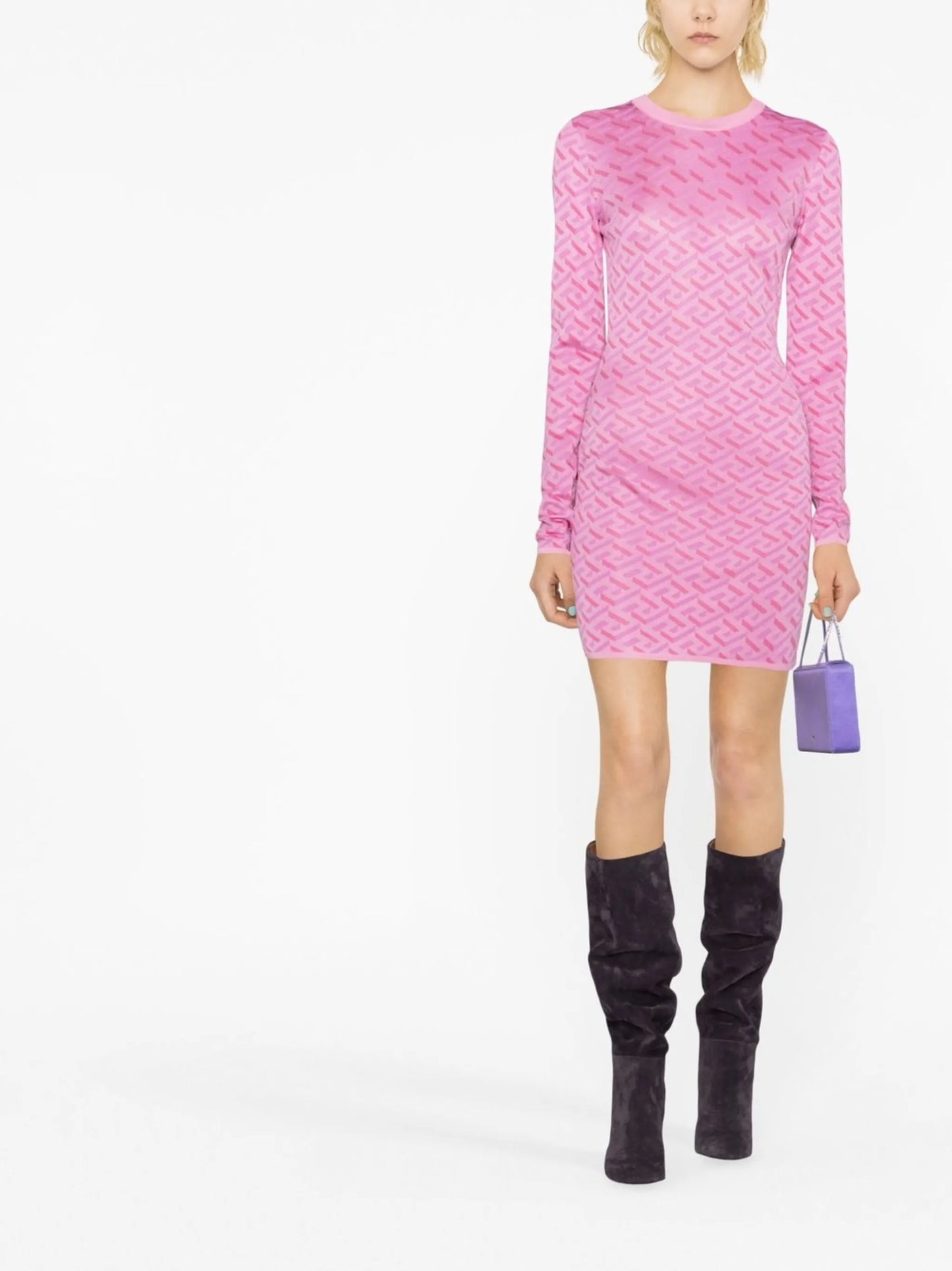 all-over logo-print knit dress