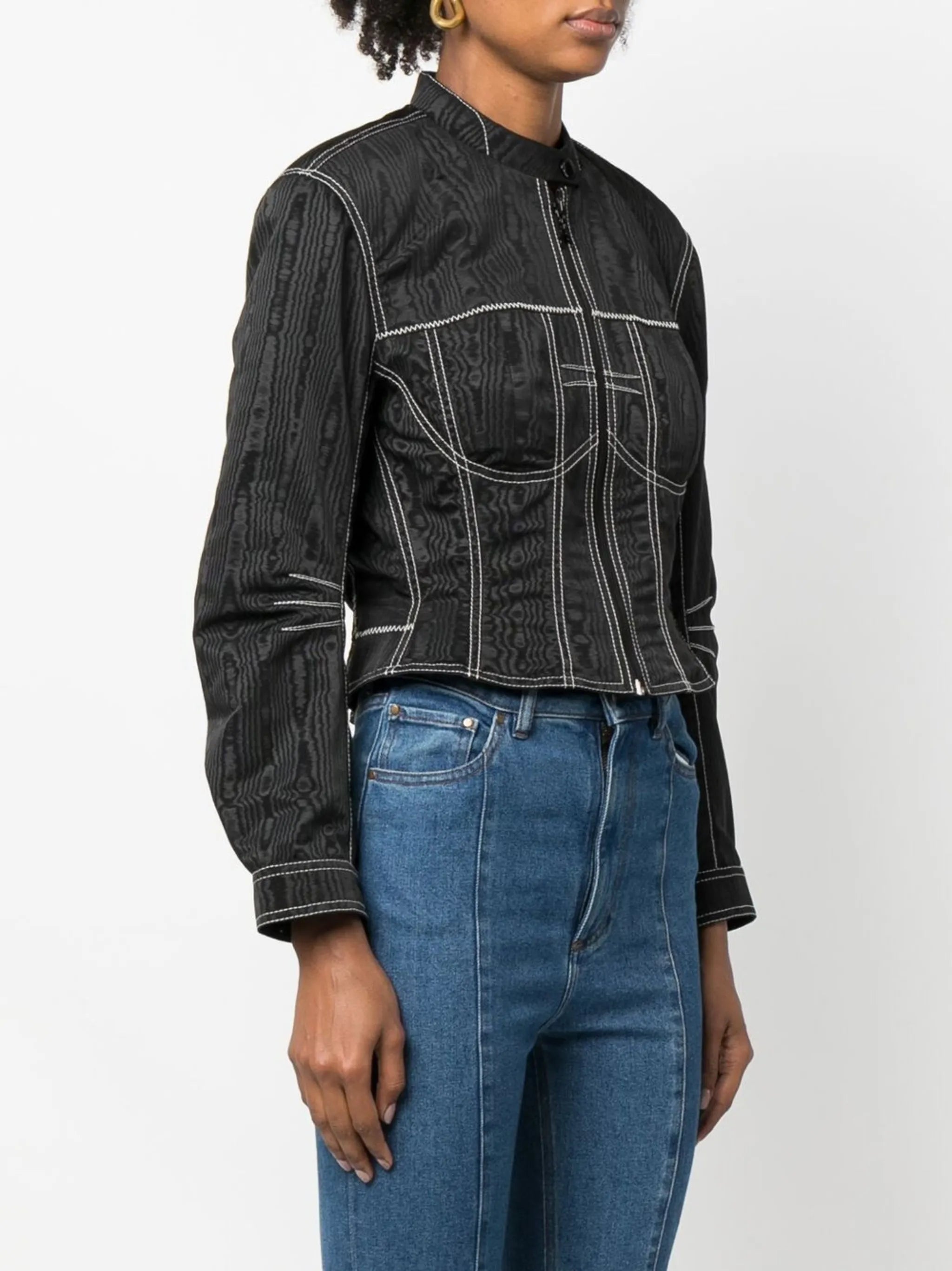 moiré-effect fitted jacket