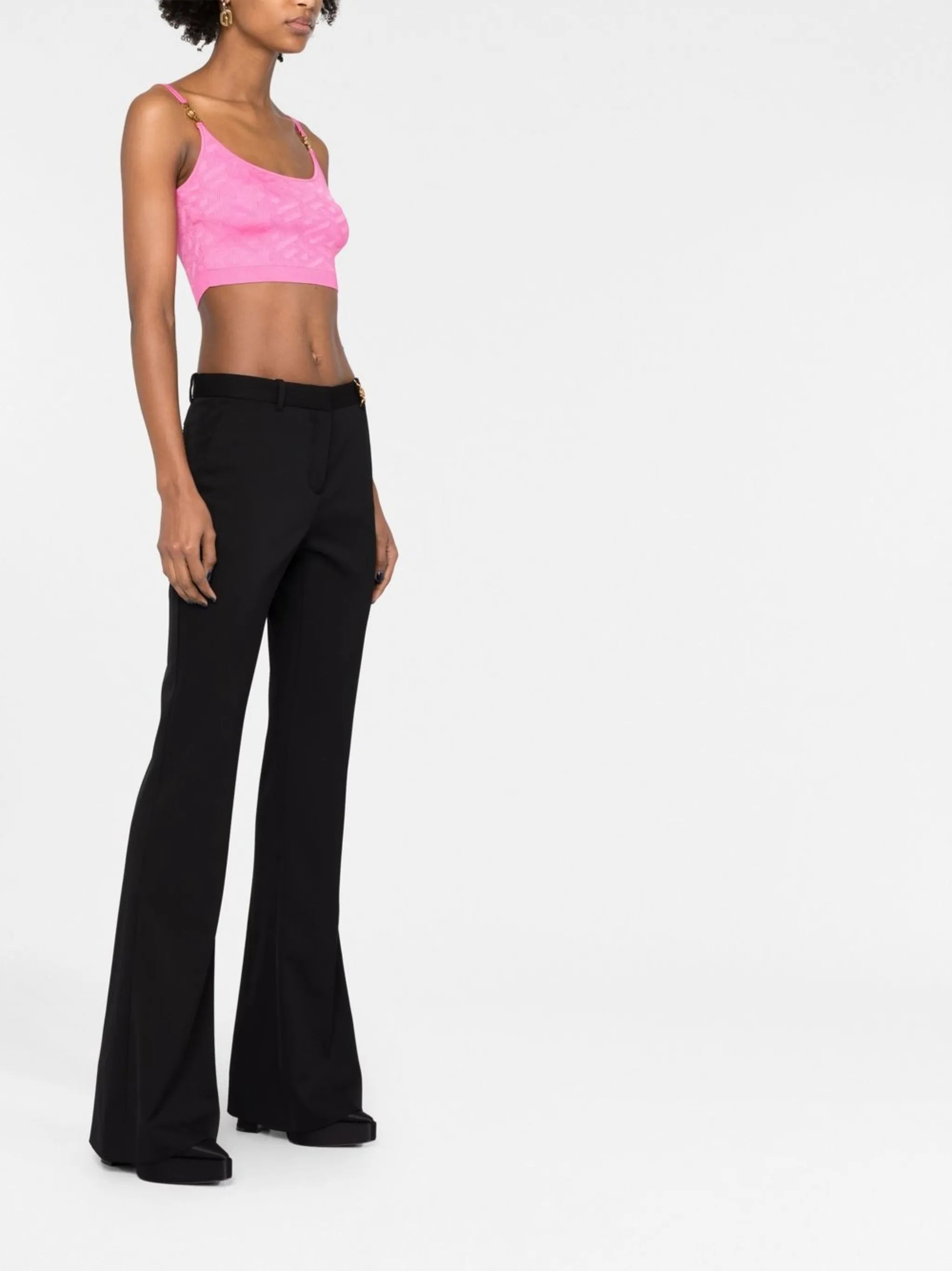 Medusa-plaque flared trousers