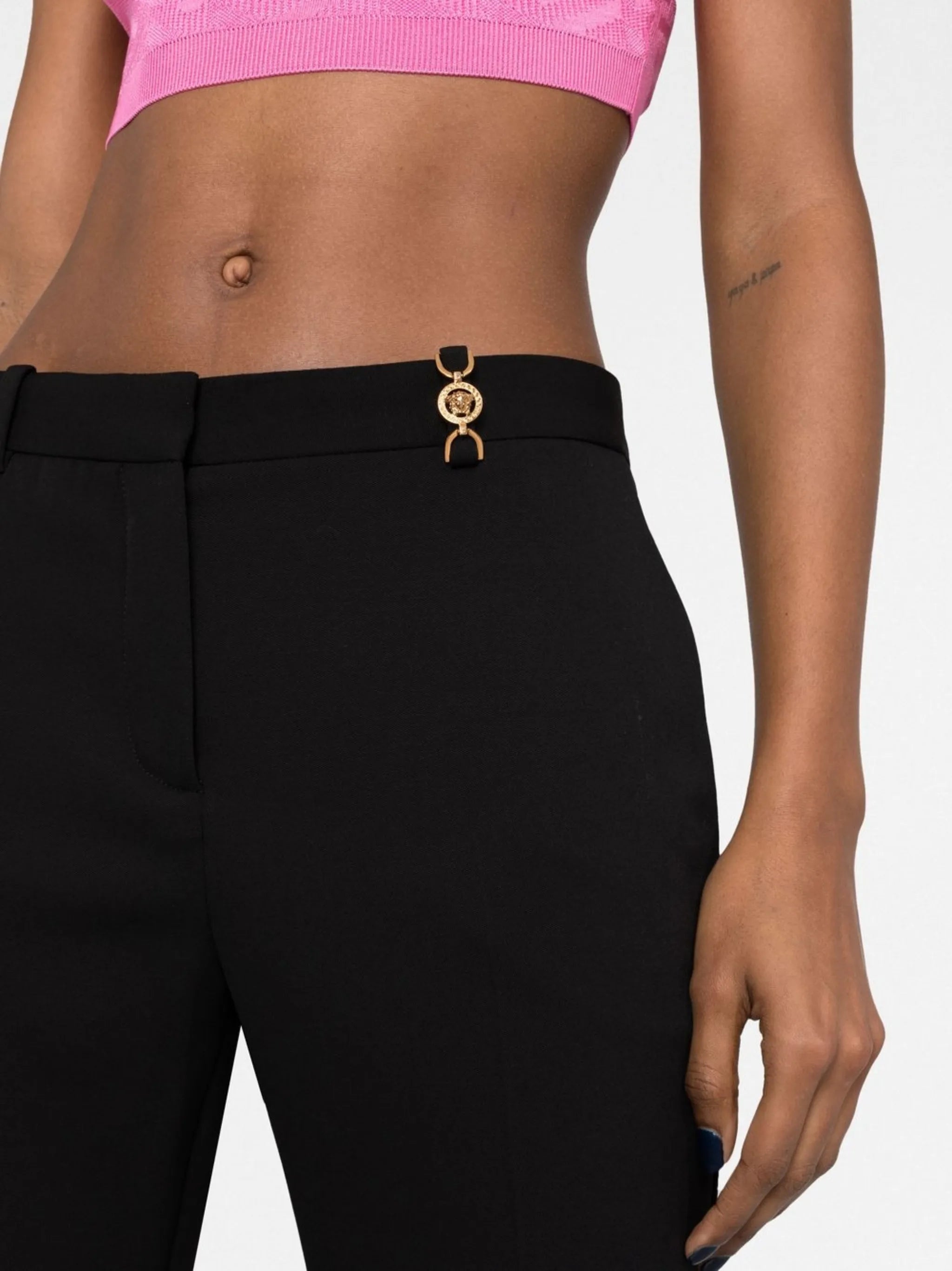 Medusa-plaque flared trousers