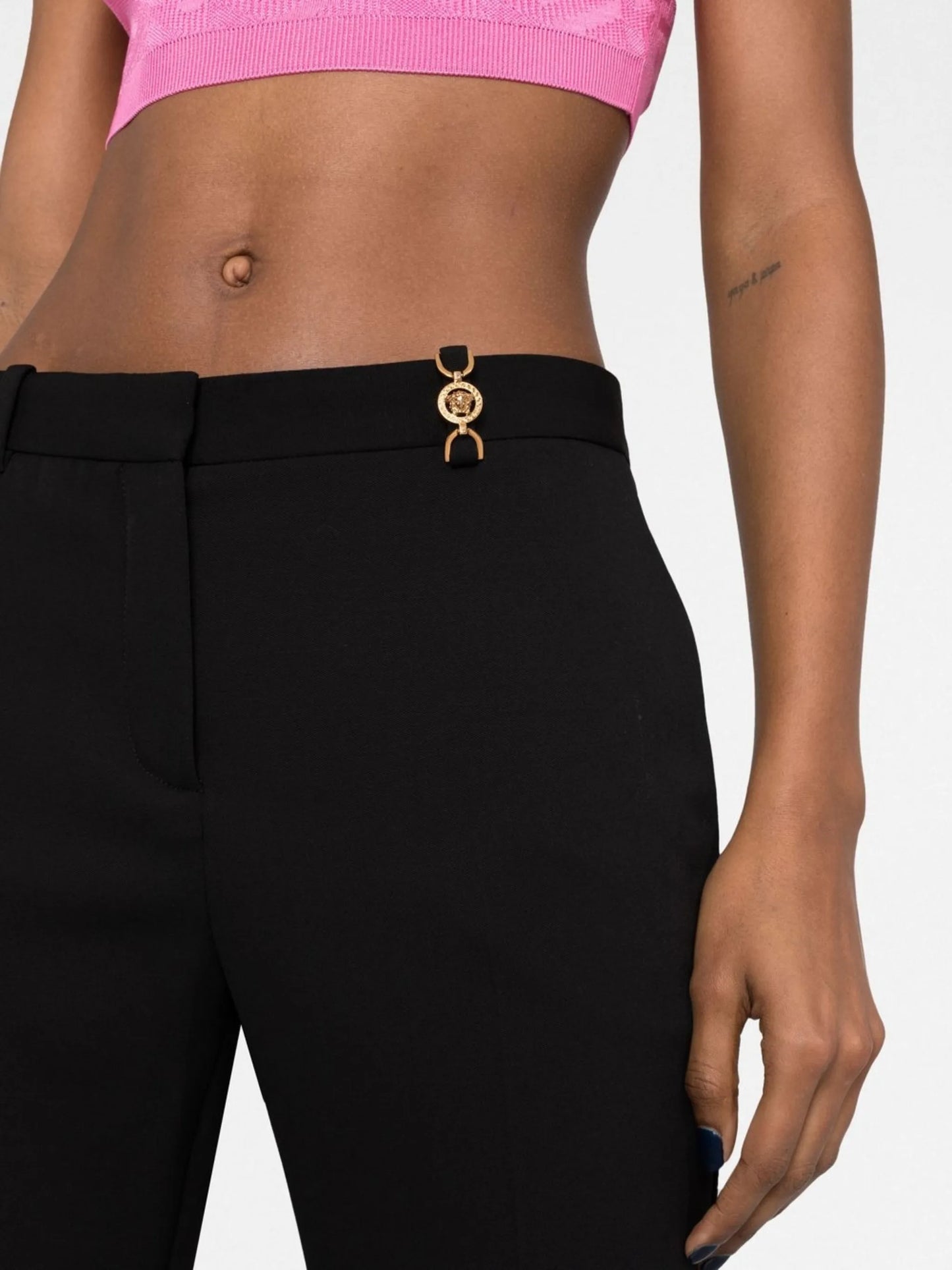 Medusa-plaque flared trousers