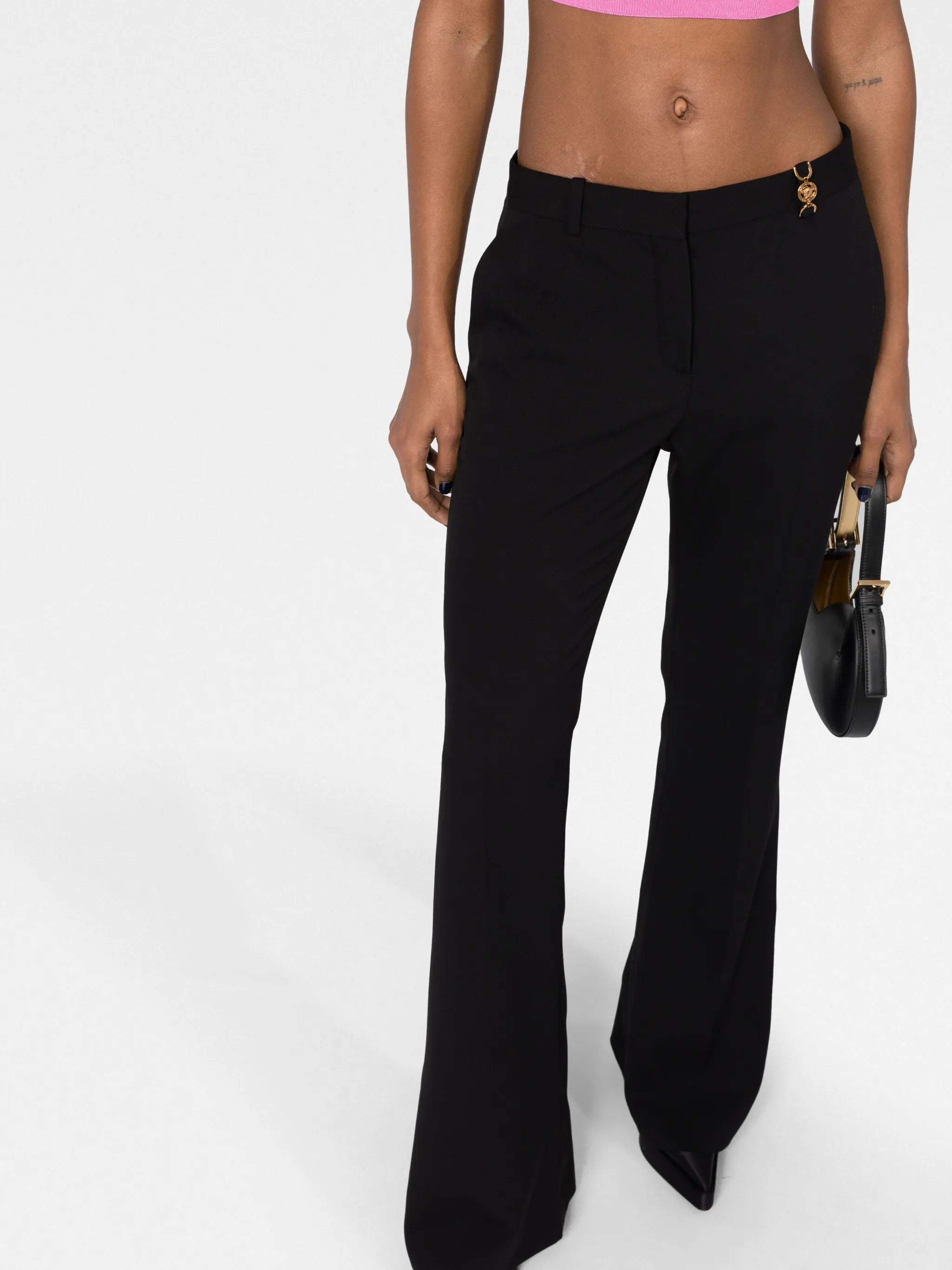 Medusa-plaque flared trousers