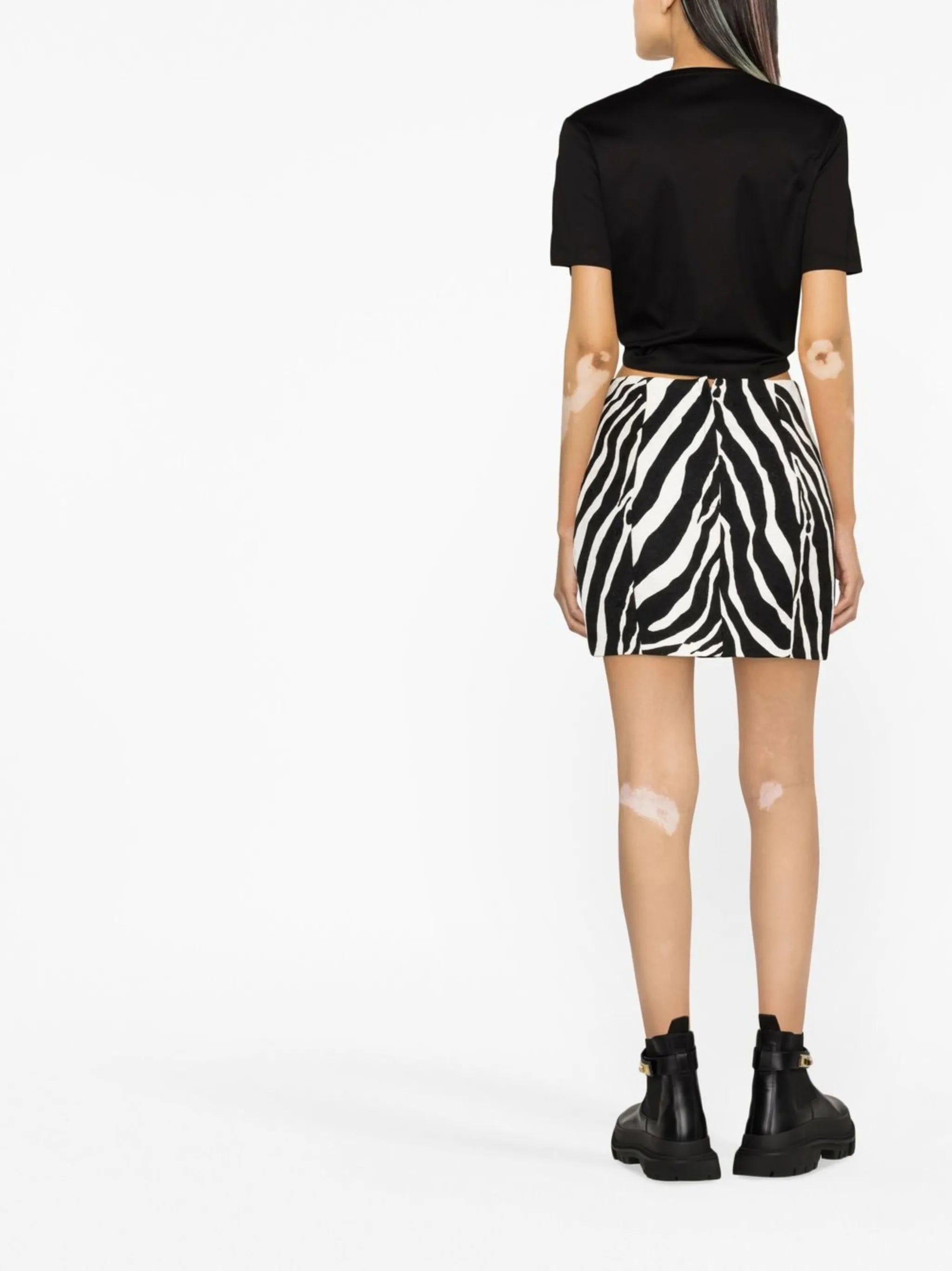 safety-pin cropped T-shirt