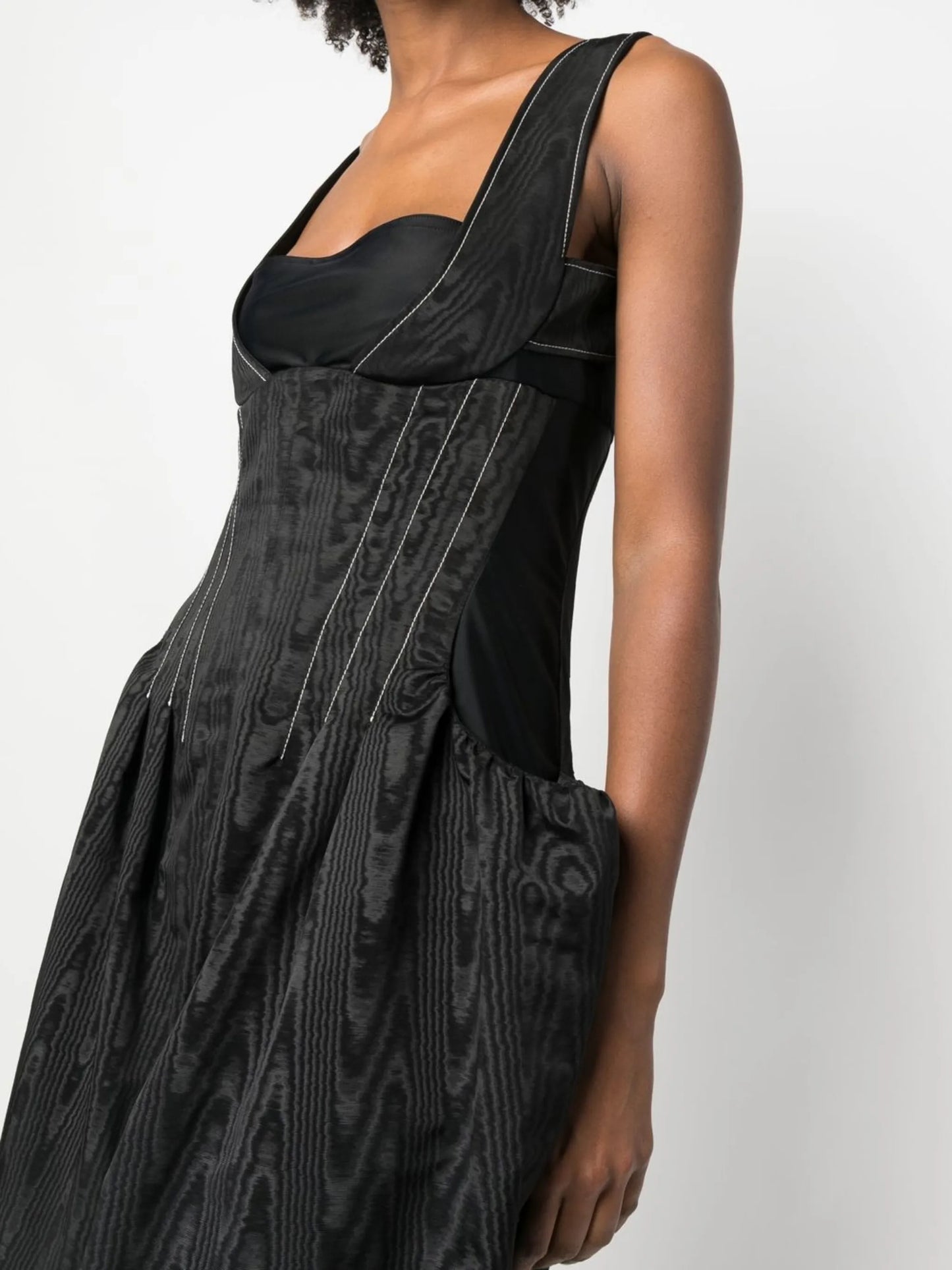 moire-effect sleeveless maxi dress