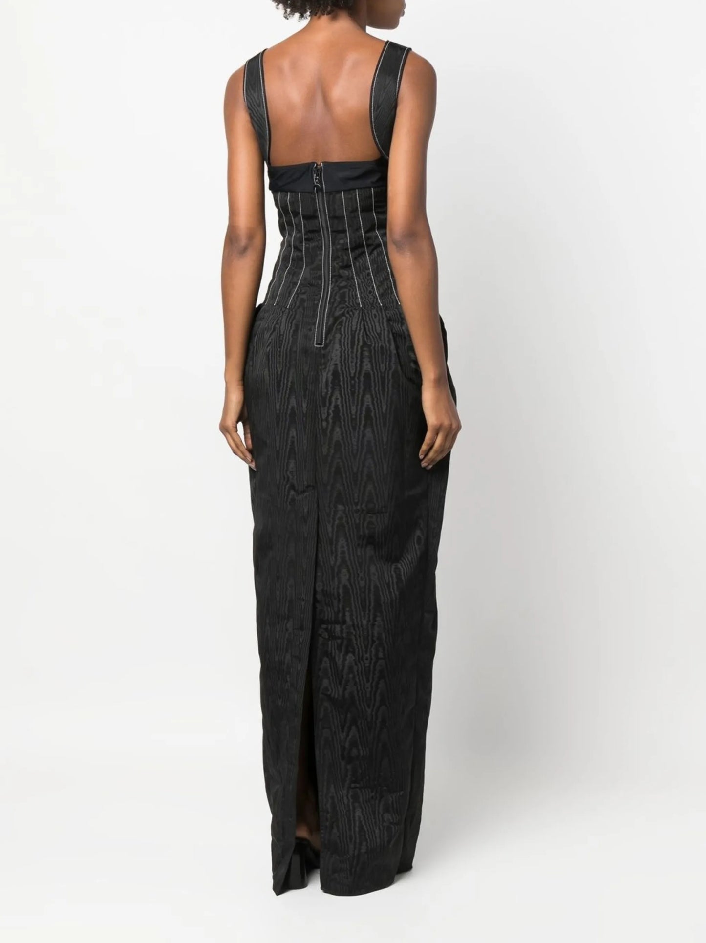 moire-effect sleeveless maxi dress