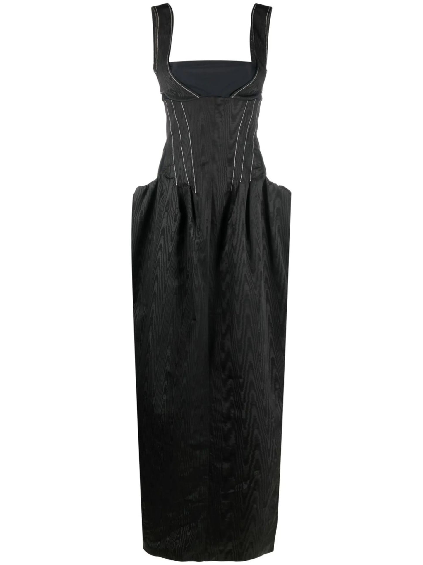 moire-effect sleeveless maxi dress
