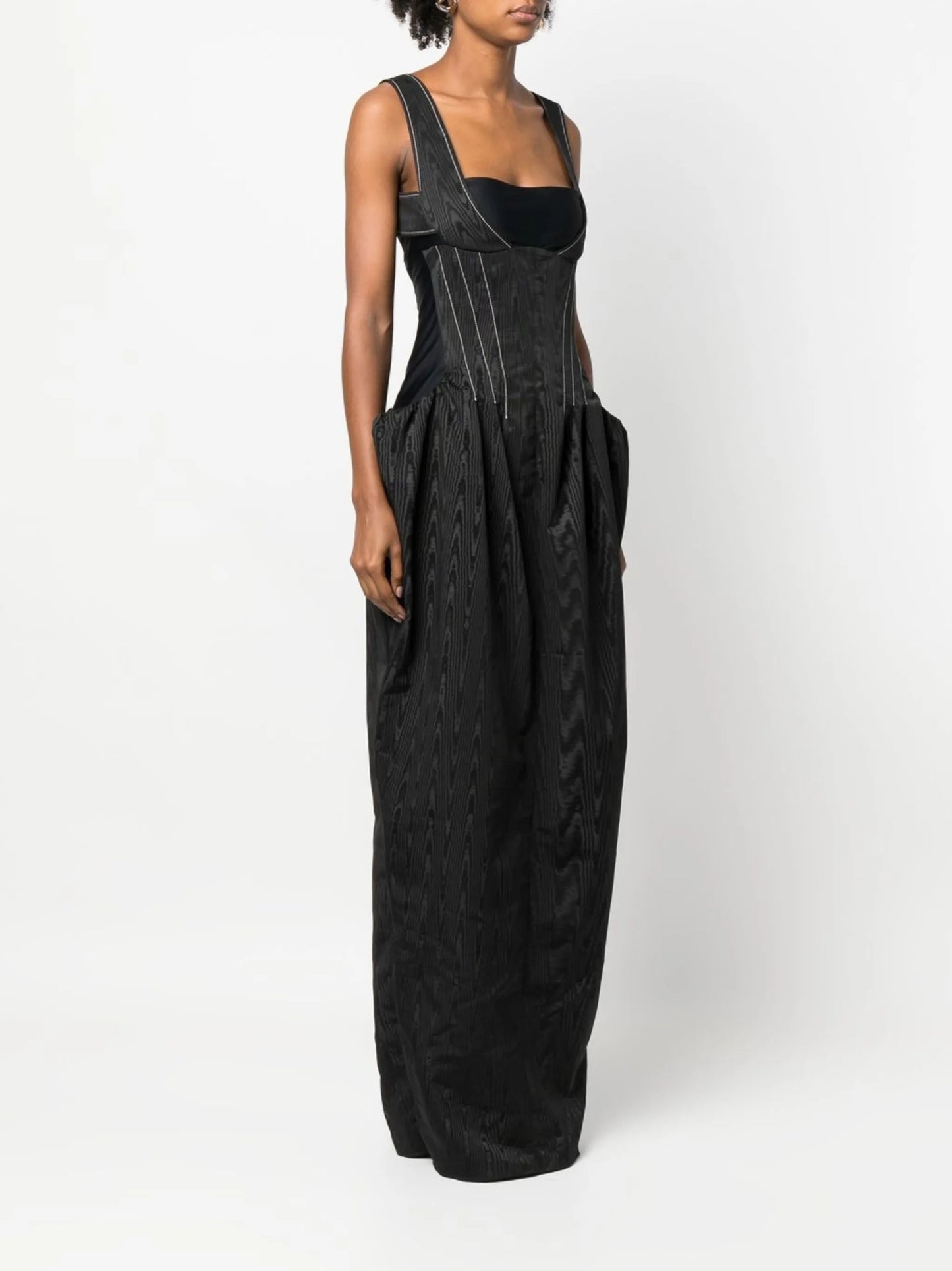 moire-effect sleeveless maxi dress