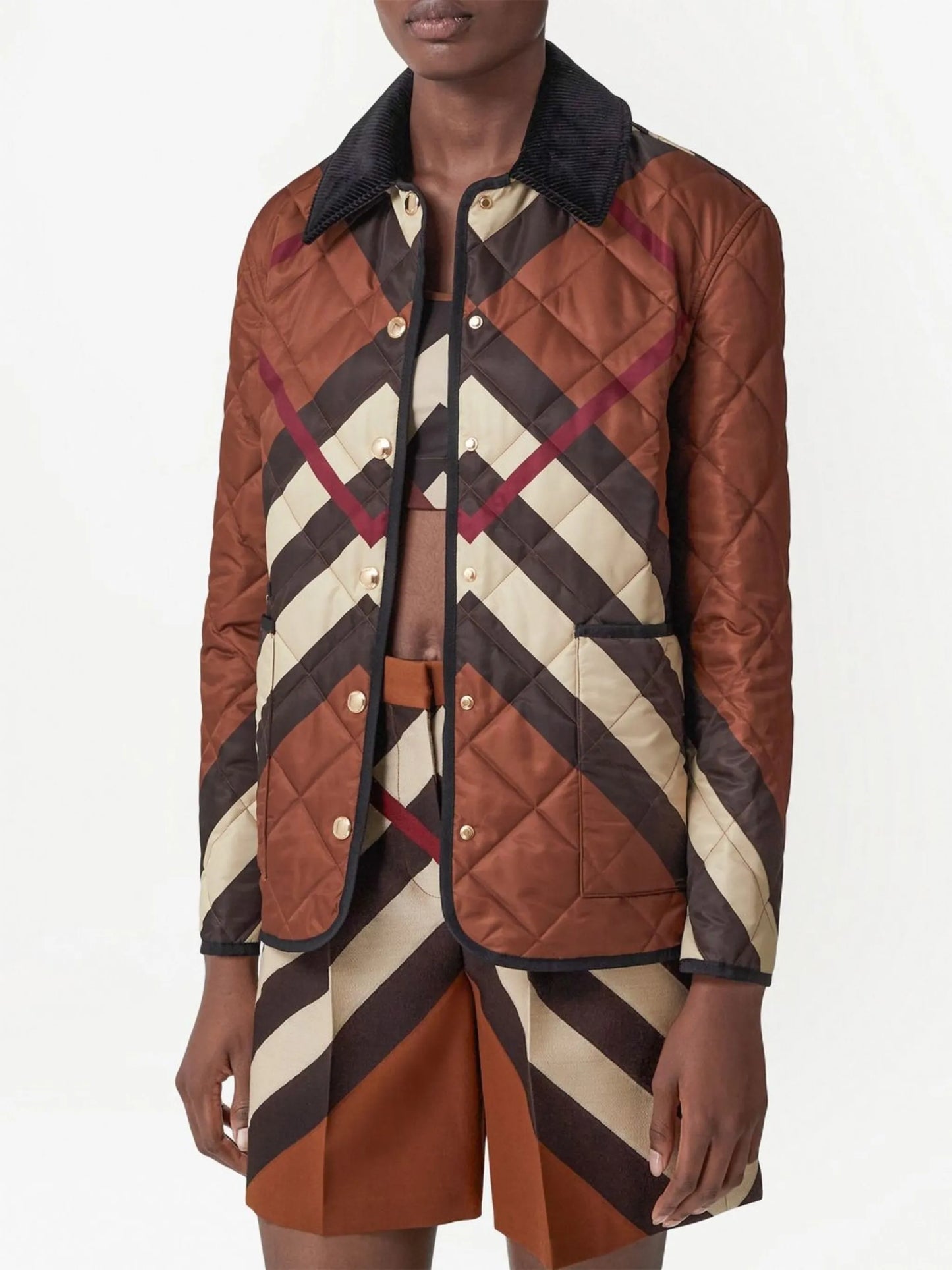 chevron check quilted jacket