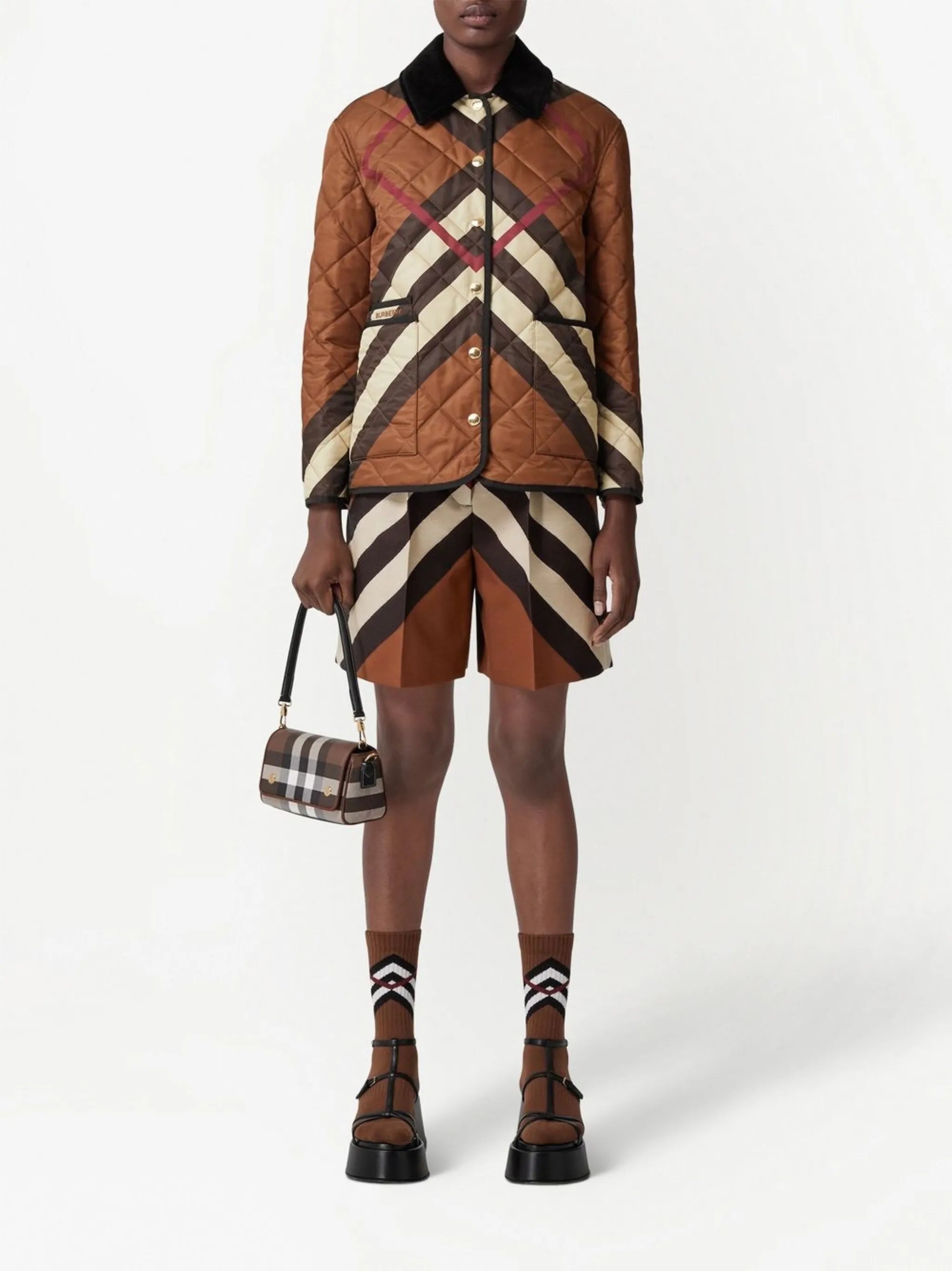 chevron check quilted jacket
