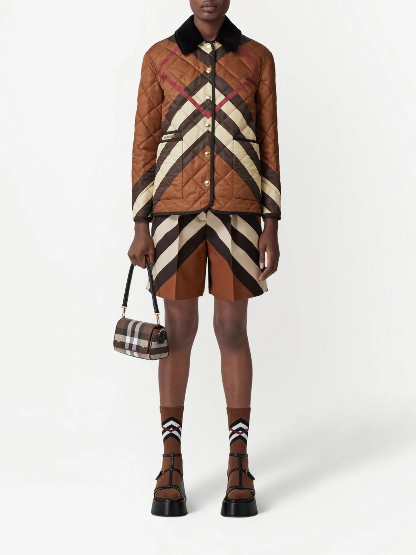 chevron check quilted jacket