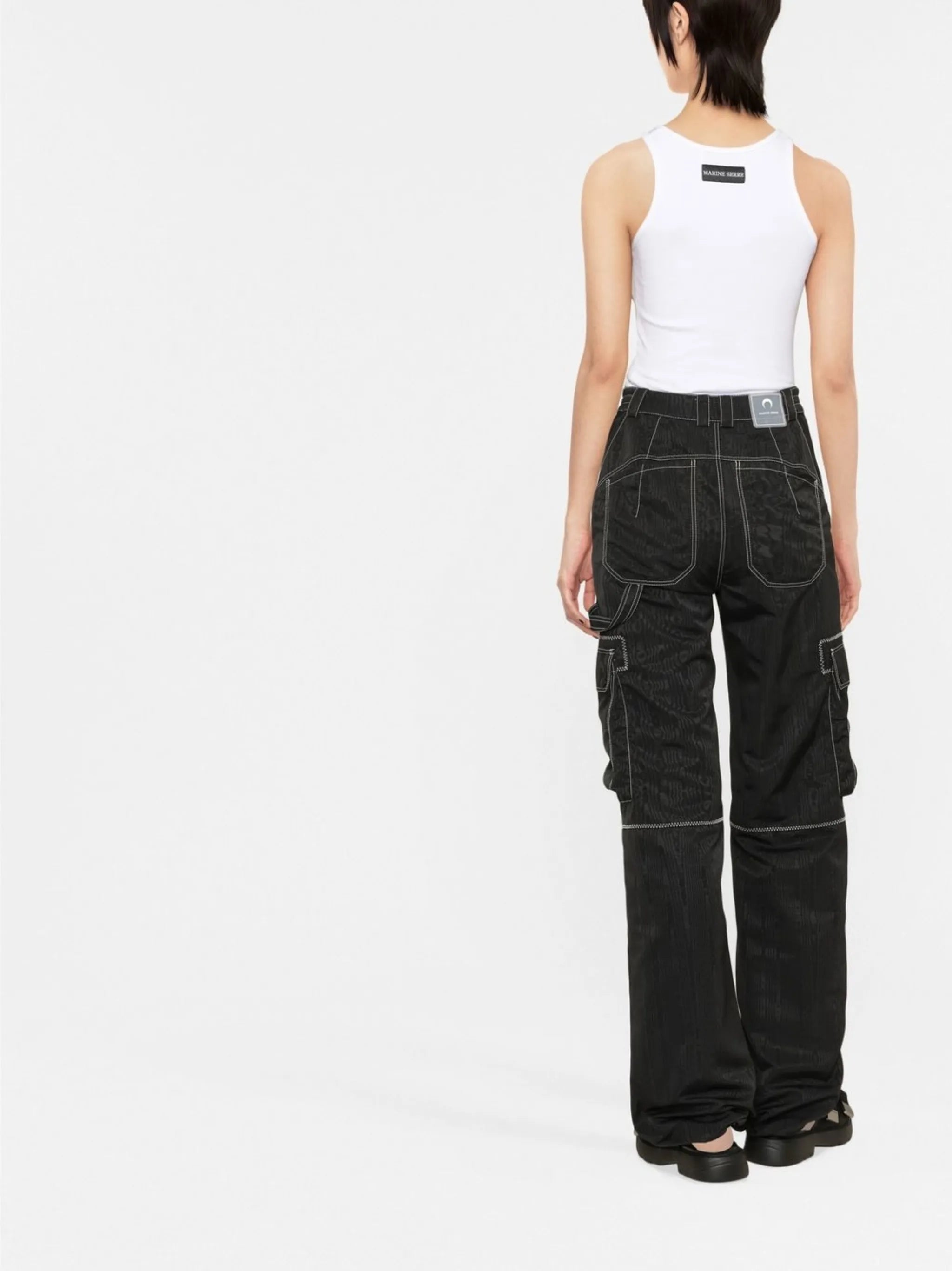 wide-leg moire cargo trousers