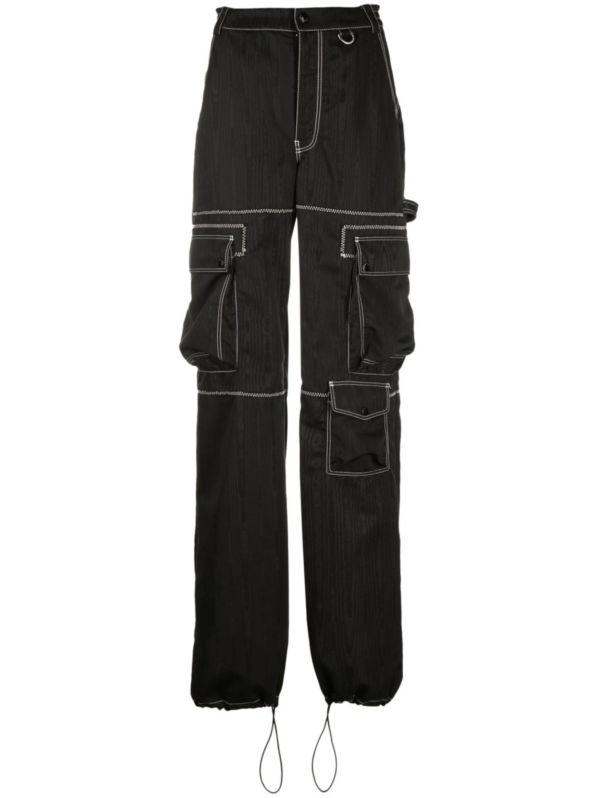 wide-leg moire cargo trousers