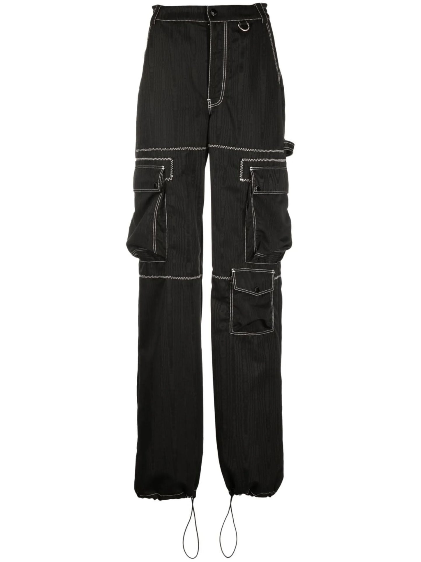 wide-leg moire cargo trousers