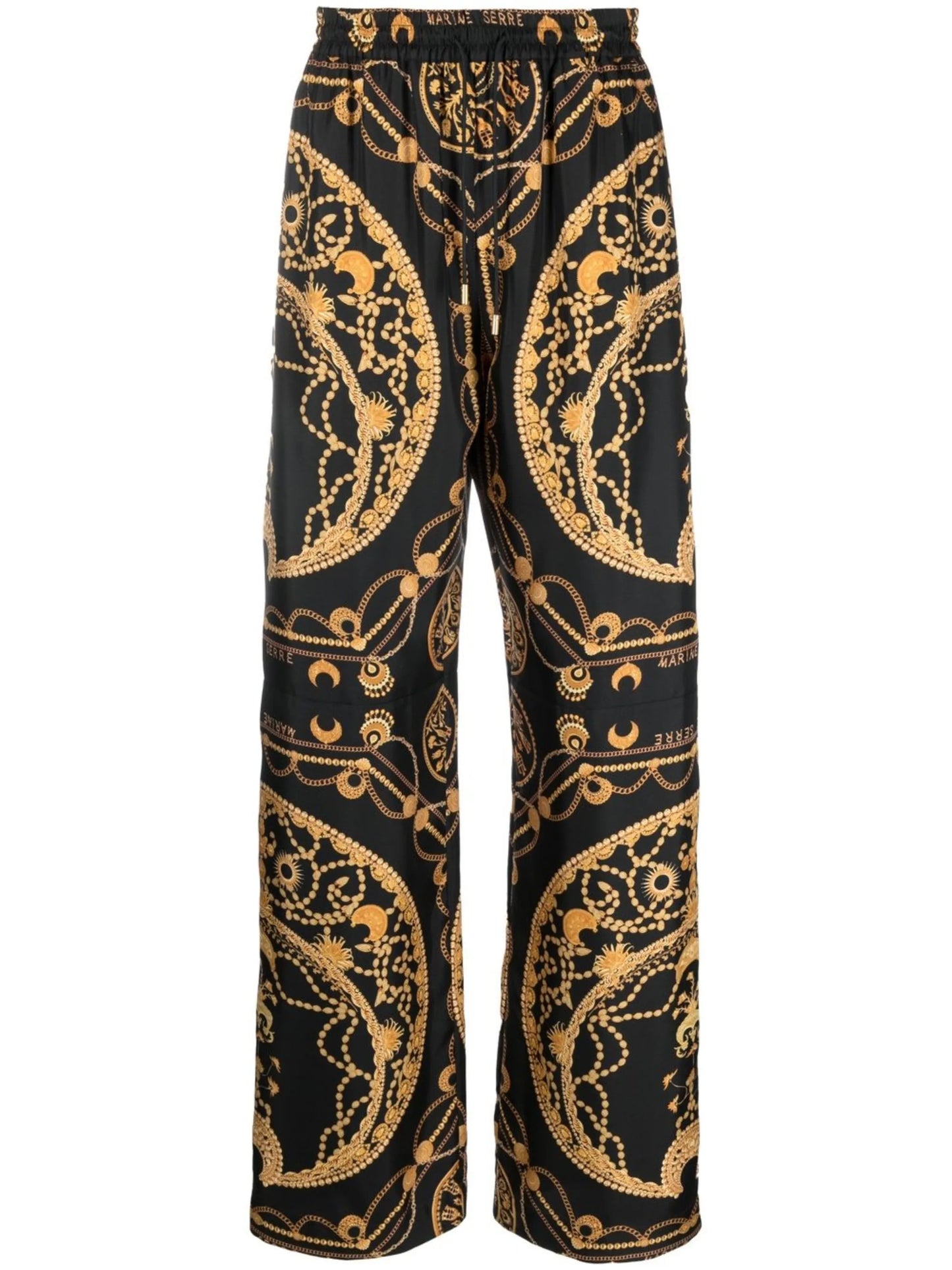 Ornament Jewellery-print silk trousers