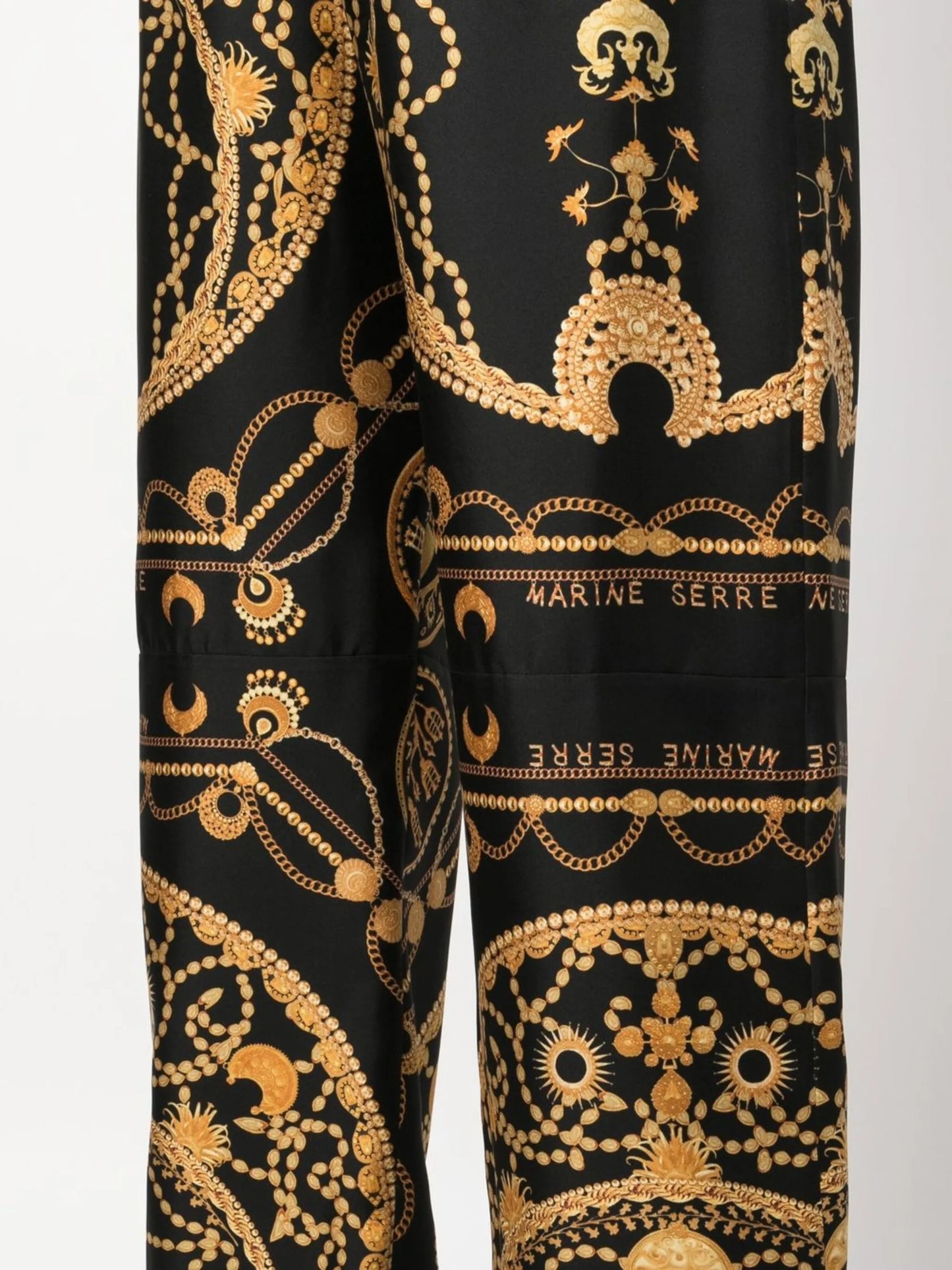 Ornament Jewellery-print silk trousers