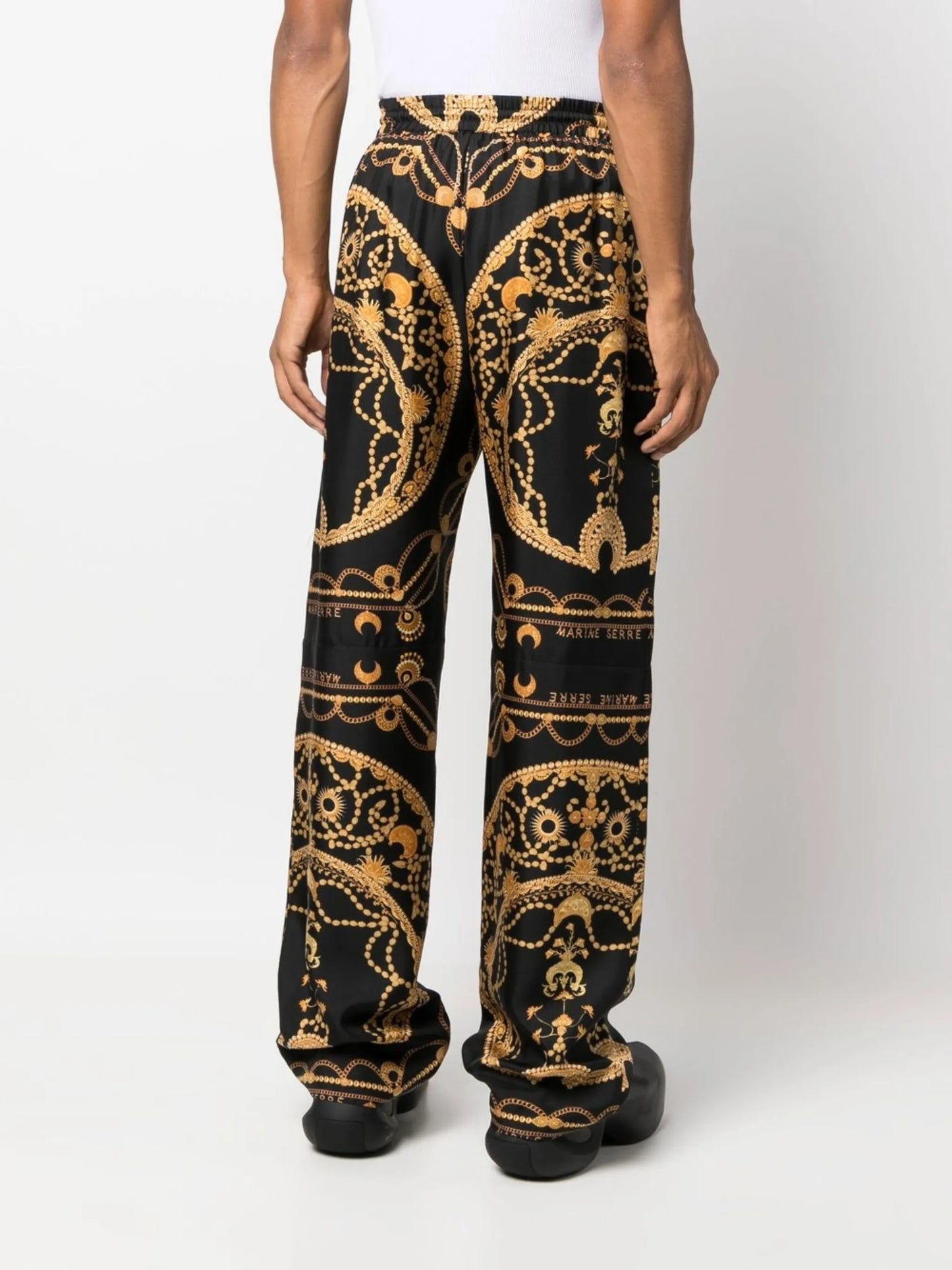 Ornament Jewellery-print silk trousers