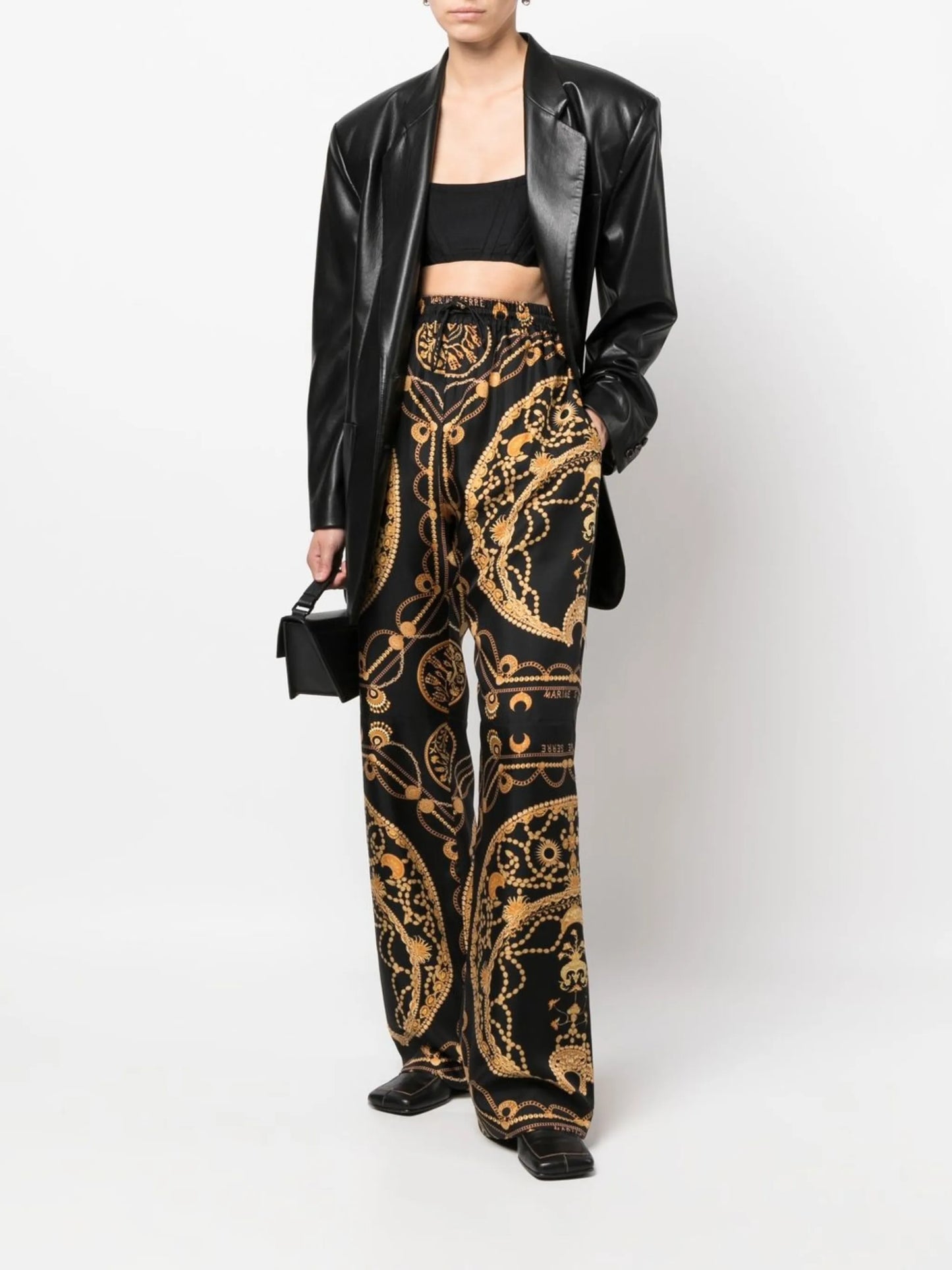 Ornament Jewellery-print silk trousers