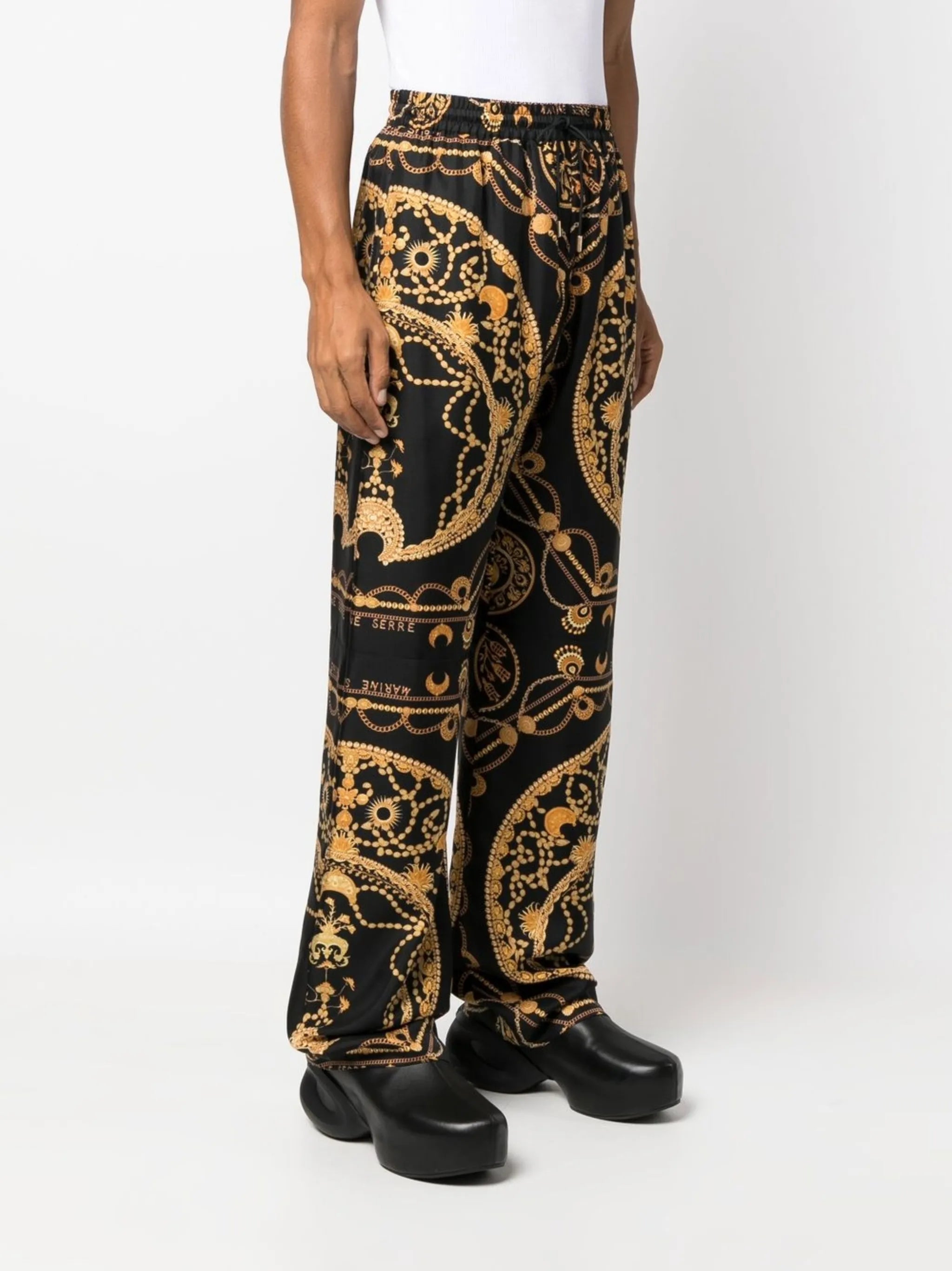 Ornament Jewellery-print silk trousers